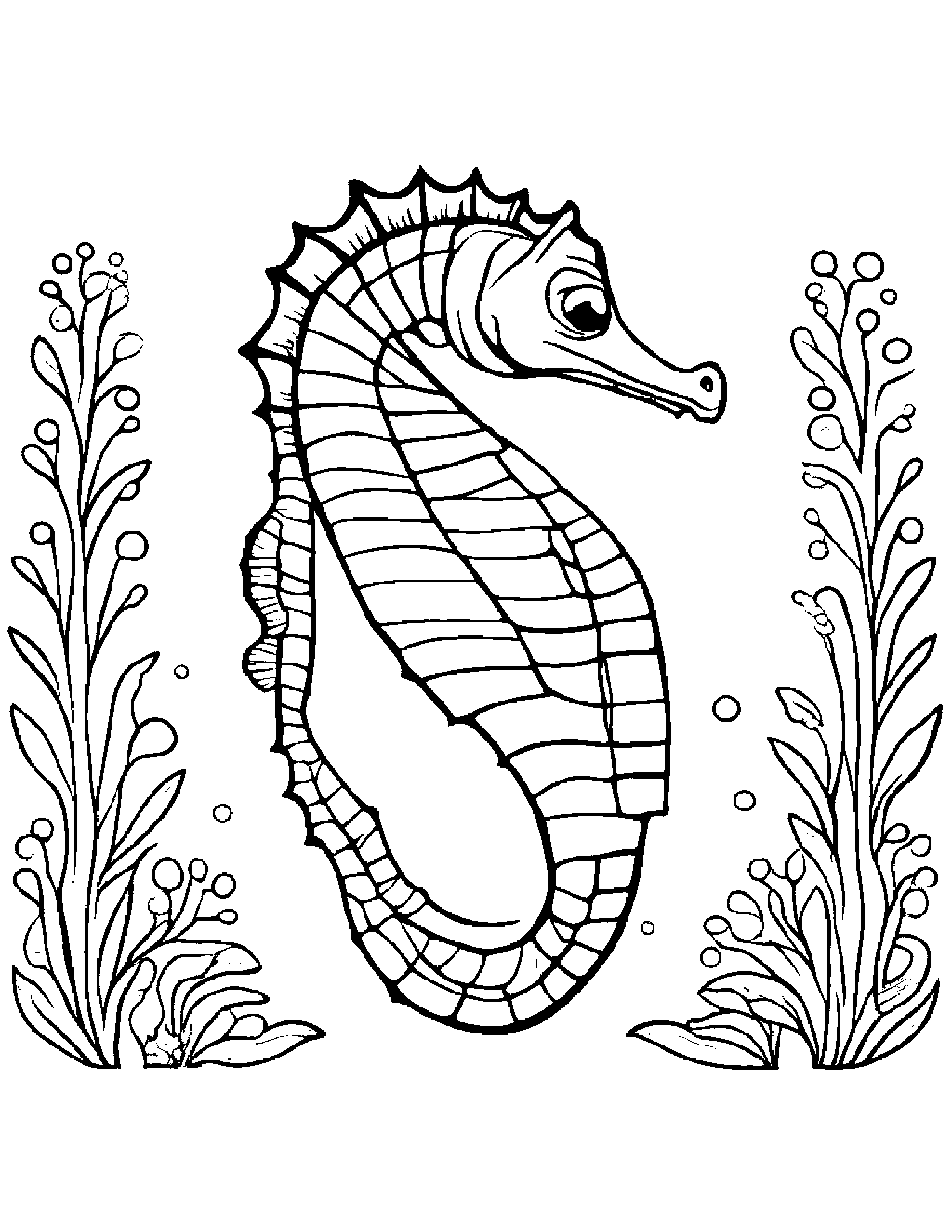 Seahorse With Sparkles Coloring Page (Free Printable PDF)
