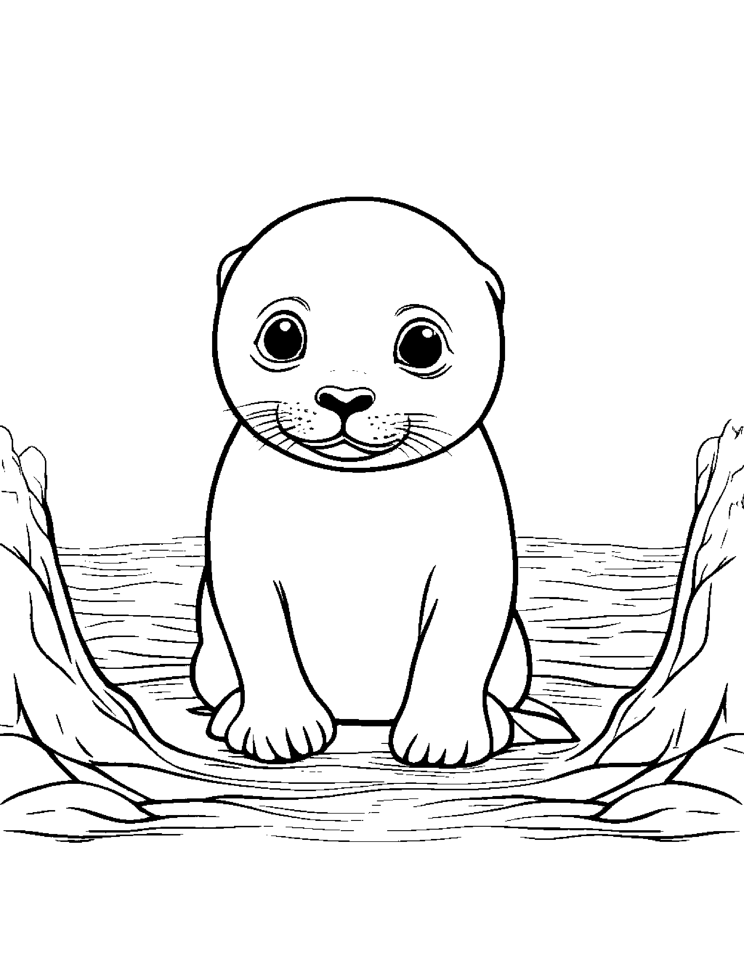 Seal Pup With A Little Heart #2 Coloring Page (Free Printable PDF)