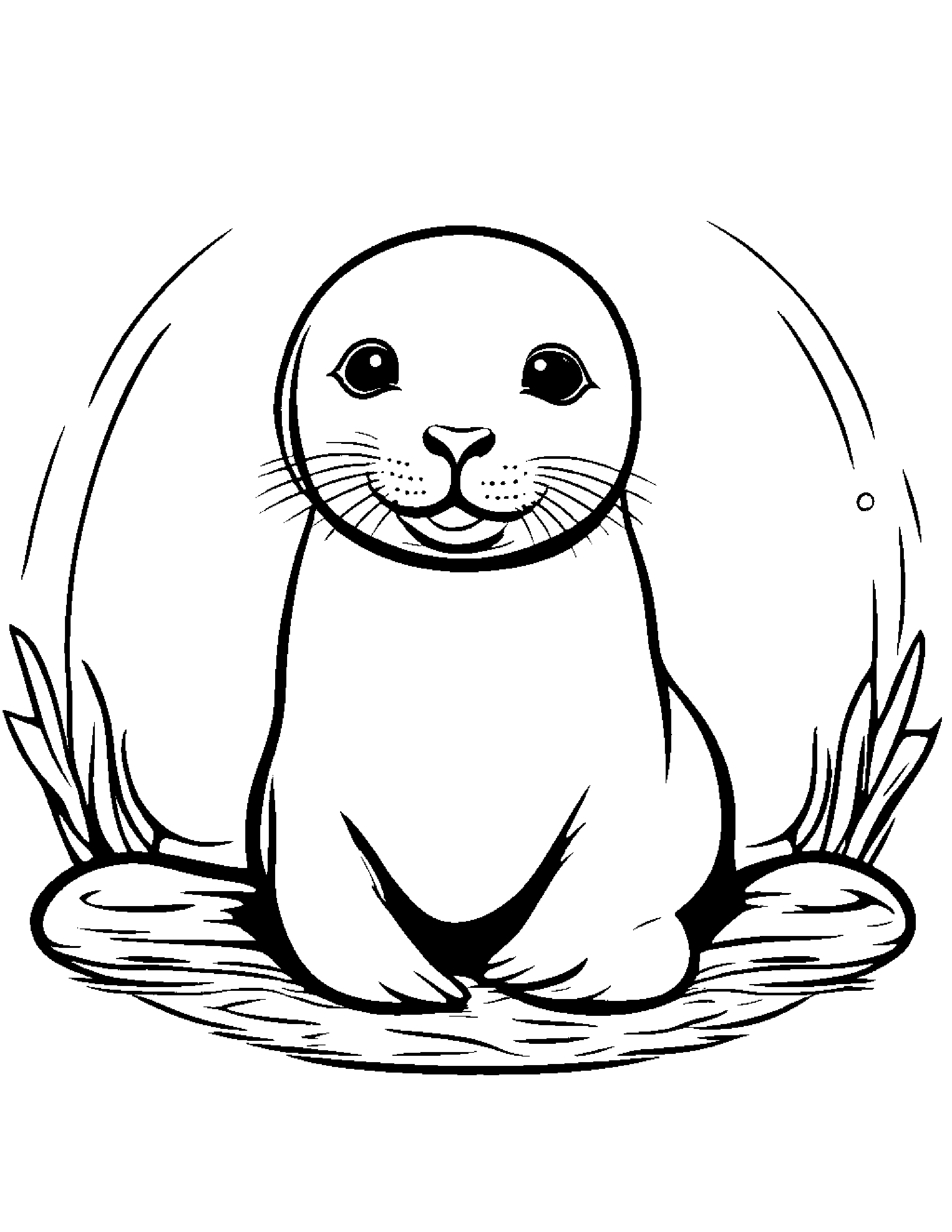 Seal Pup With A Little Heart Coloring Page (Free Printable PDF)