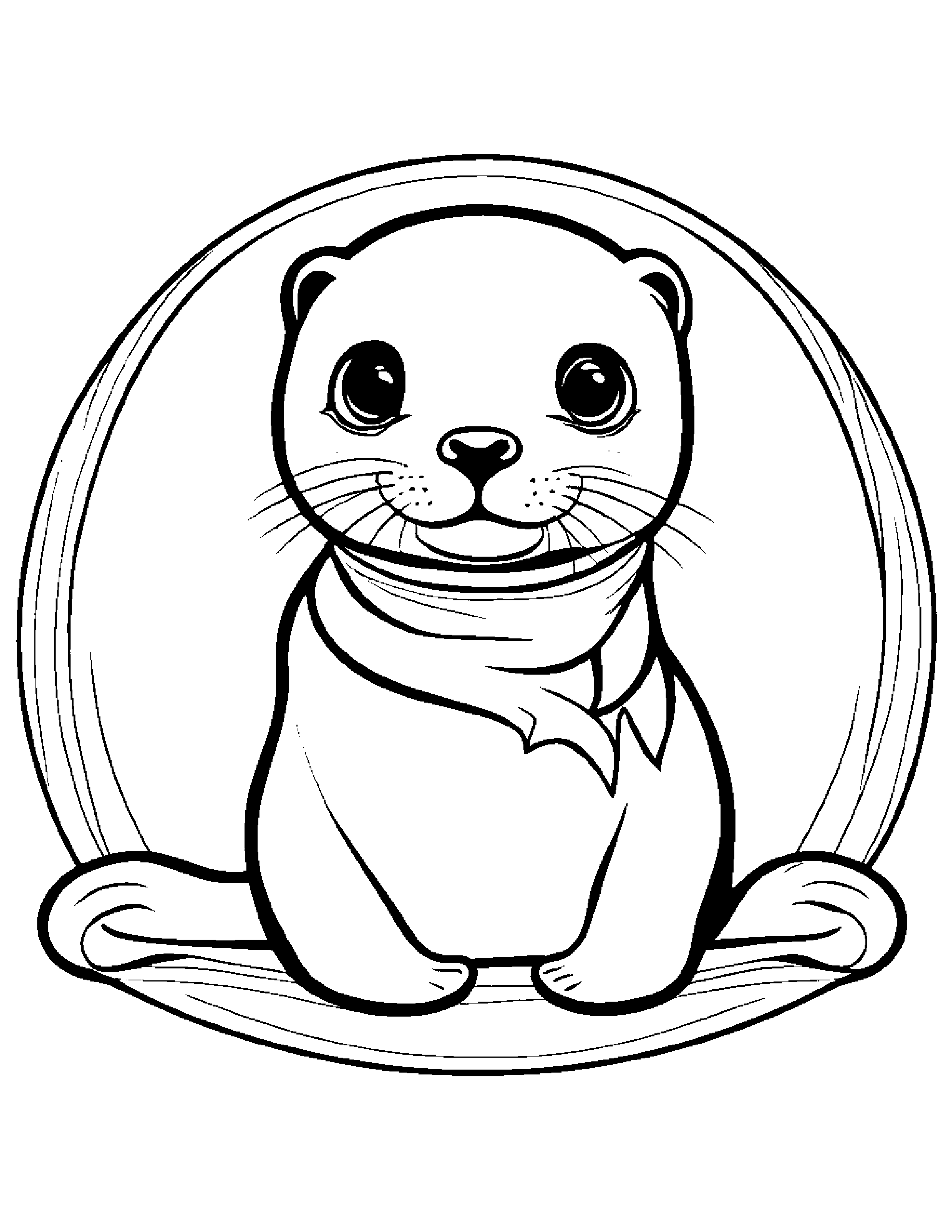 Seal Pup With A Ribbon #2 Coloring Page (Free Printable PDF)