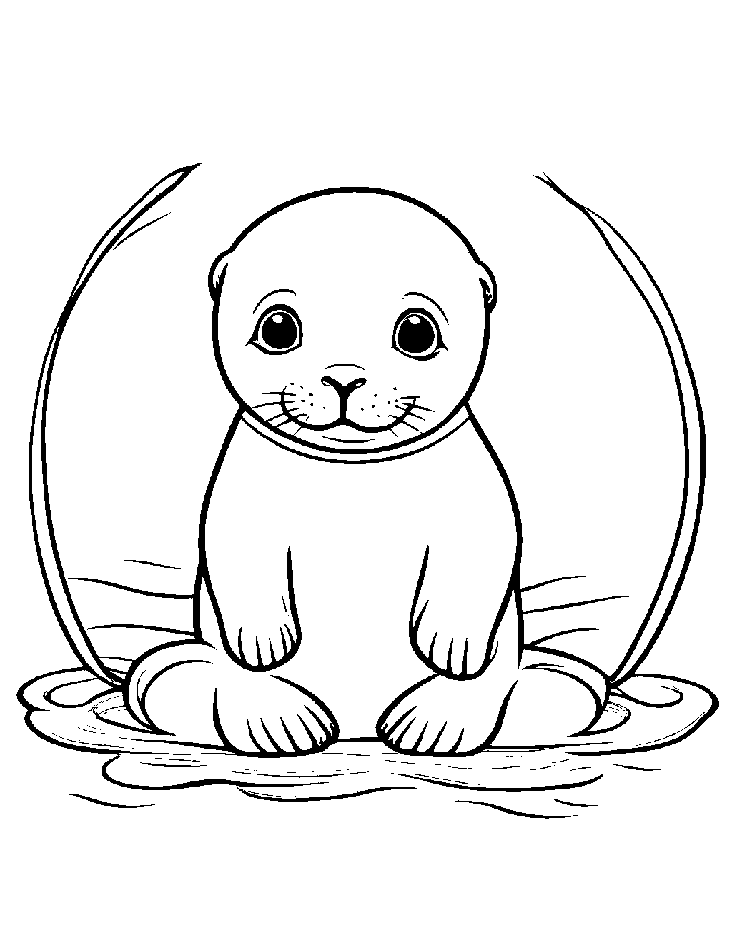 Seal Pup With A Ribbon Coloring Page (Free Printable PDF)
