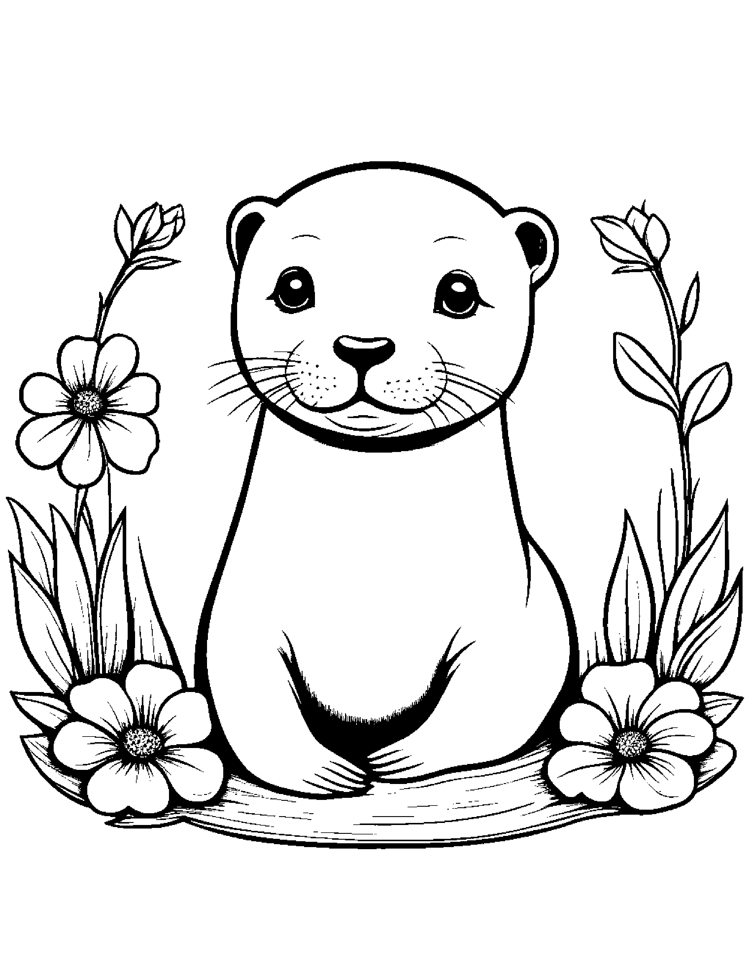 Seal Pup With A Small Flower #2 Coloring Page (Free Printable PDF)