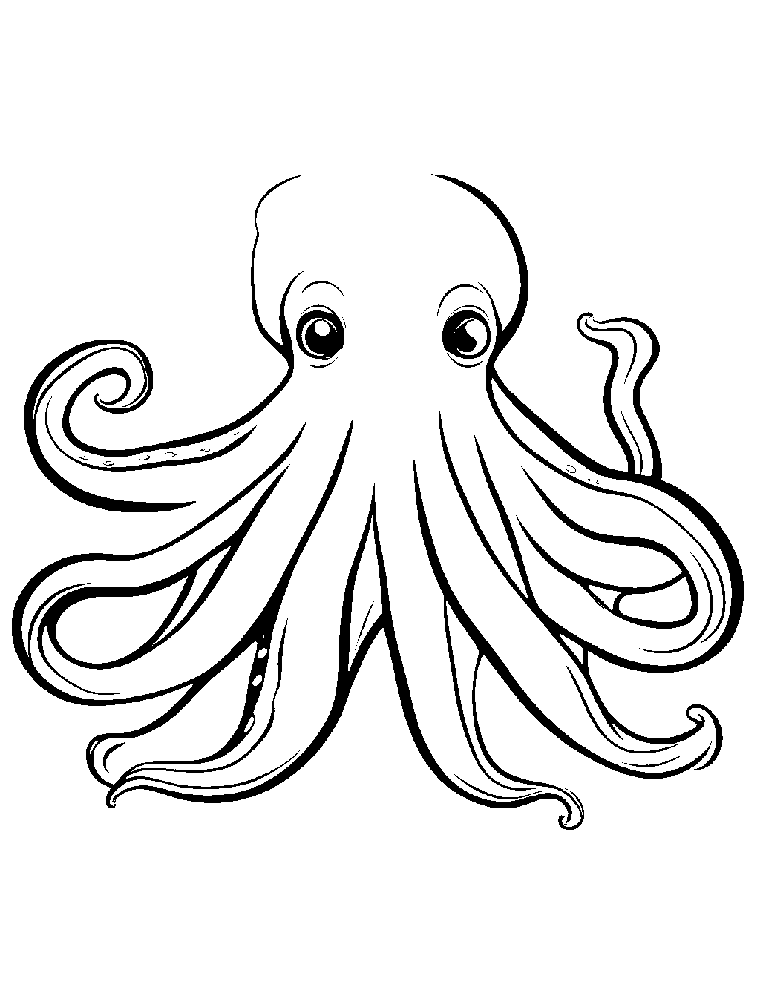 Shy Octopus Sharing #3 Coloring Page (Free Printable PDF)