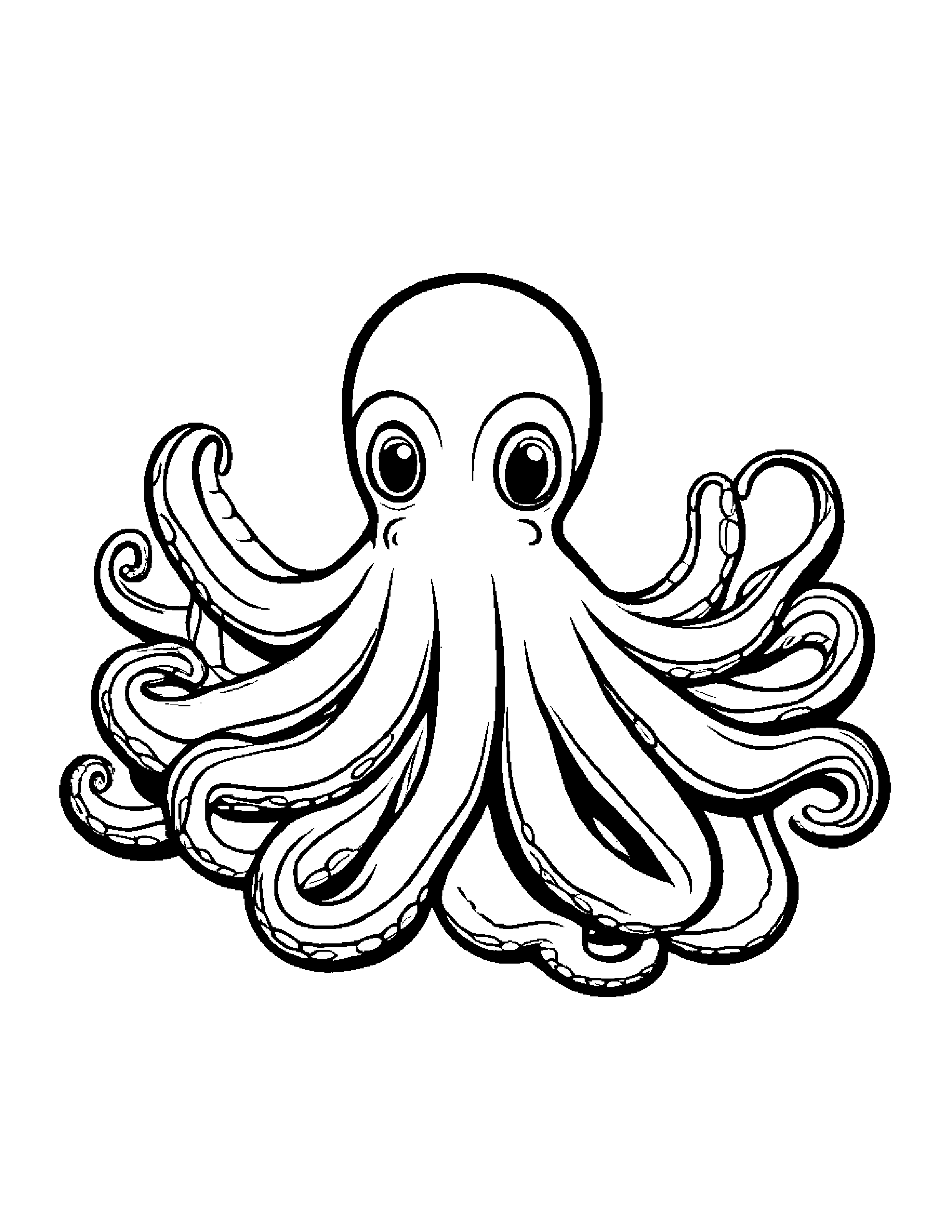 Shy Octopus Sharing #5 Coloring Page (Free Printable PDF)