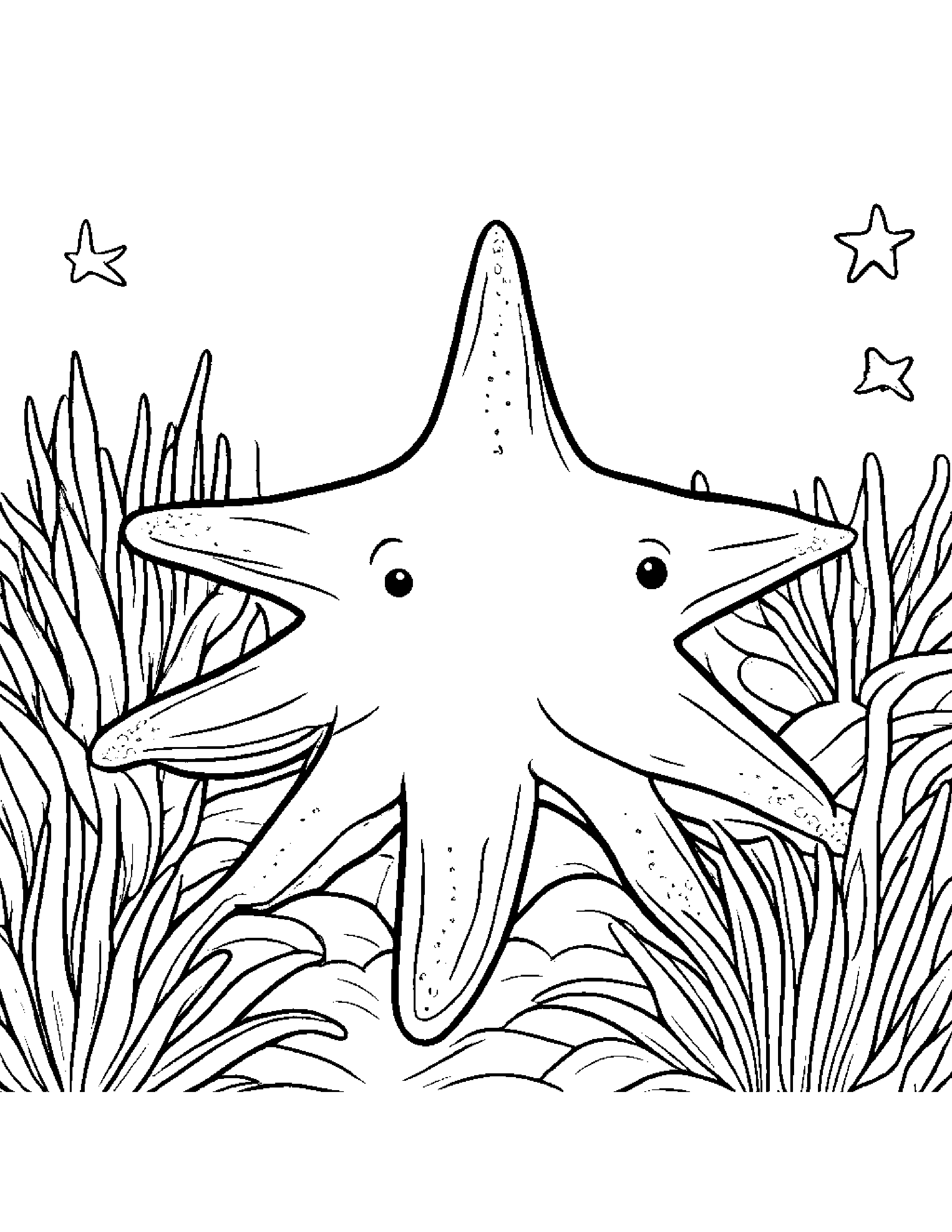 Shy Starfish Playing Pat-A-Cake #2 Coloring Page (Free Printable PDF)