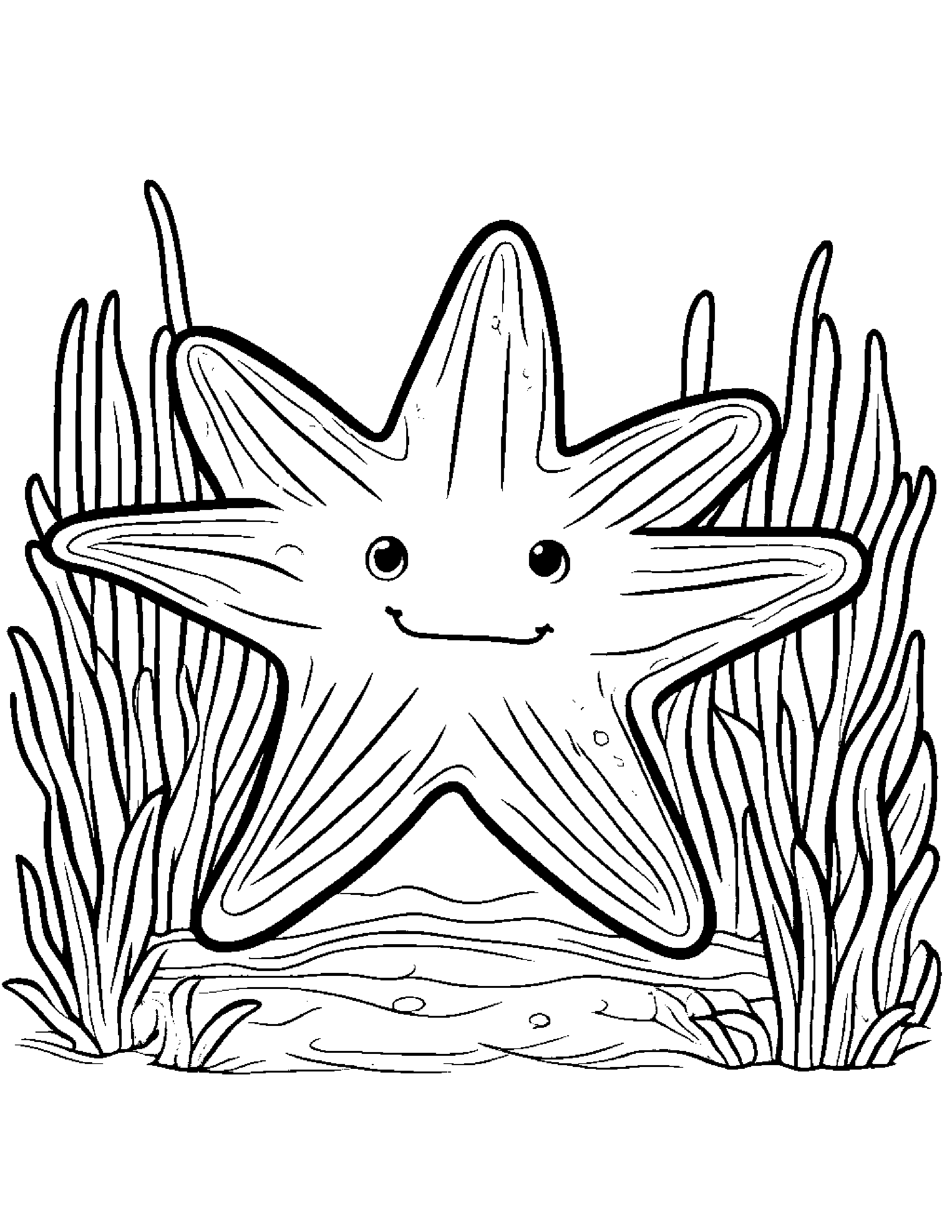 Shy Starfish Playing Pat-A-Cake Coloring Page (Free Printable PDF)
