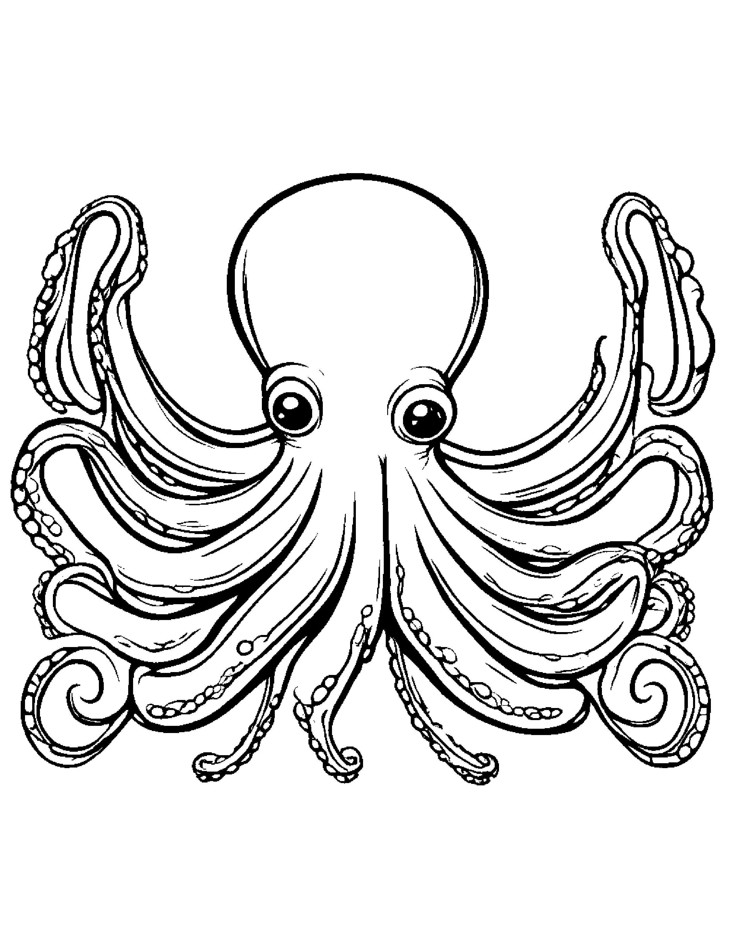 Sprightly Octopus #3 Coloring Page (Free Printable PDF)