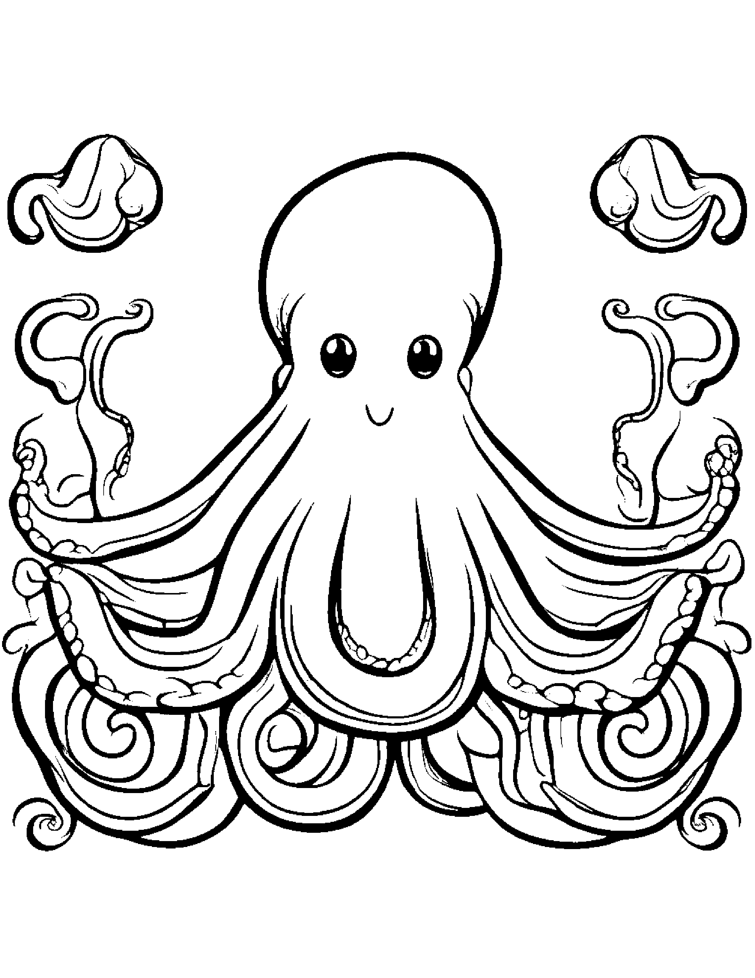 Sprightly Octopus Coloring Page (Free Printable PDF)