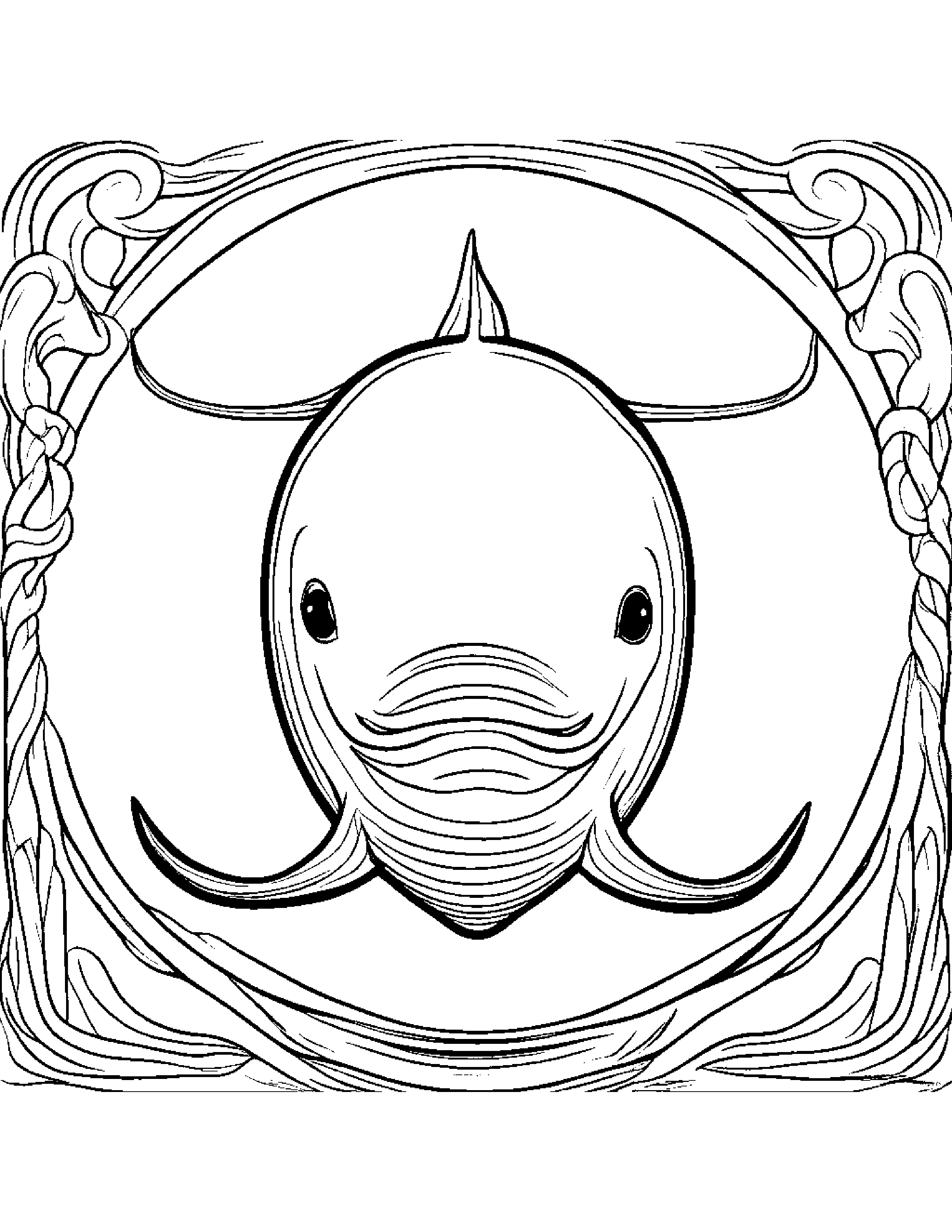 Sprightly Whale Calf Learning To Tie A Bow #3 Coloring Page (Free Printable PDF)