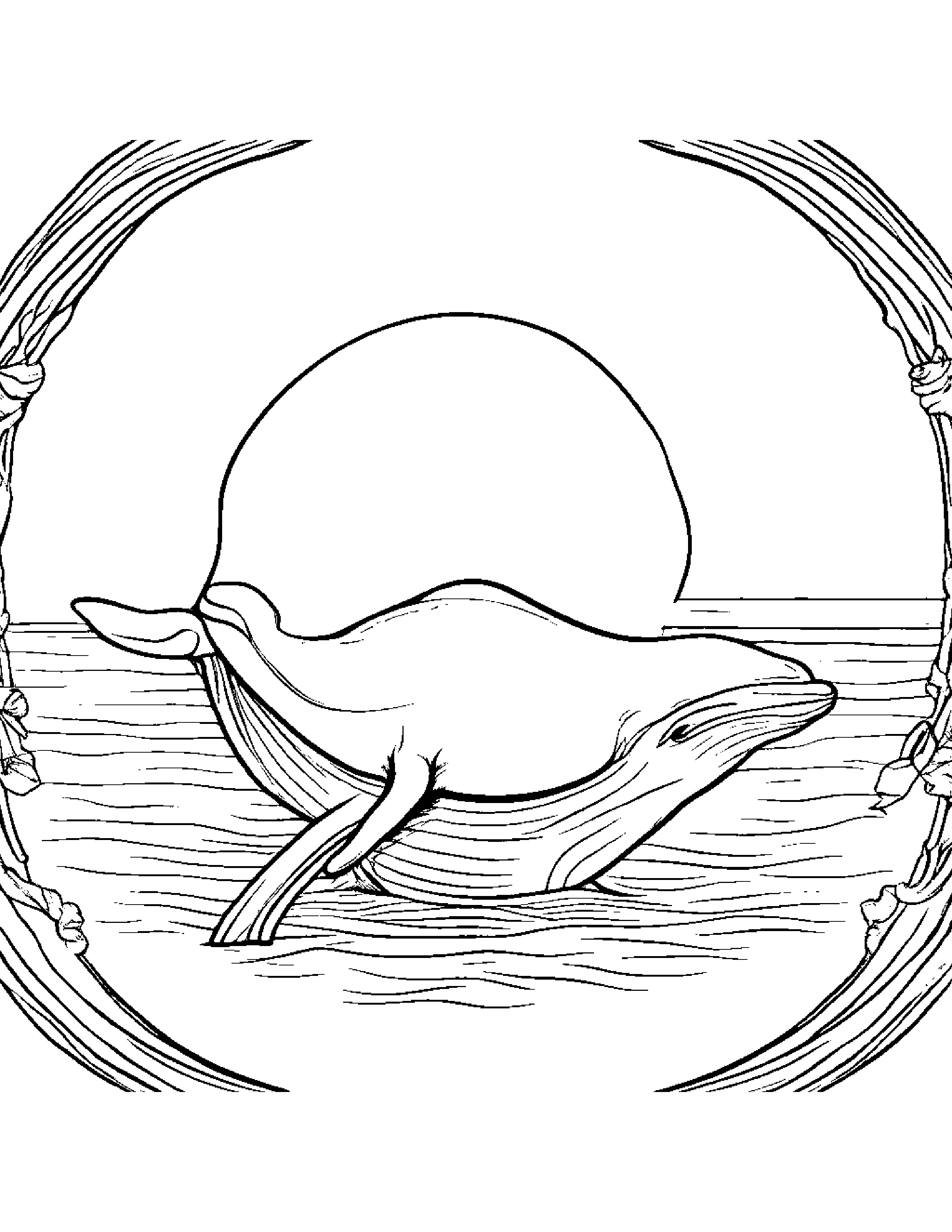 Sprightly Whale Calf Learning To Tie A Bow #4 Coloring Page (Free Printable PDF)
