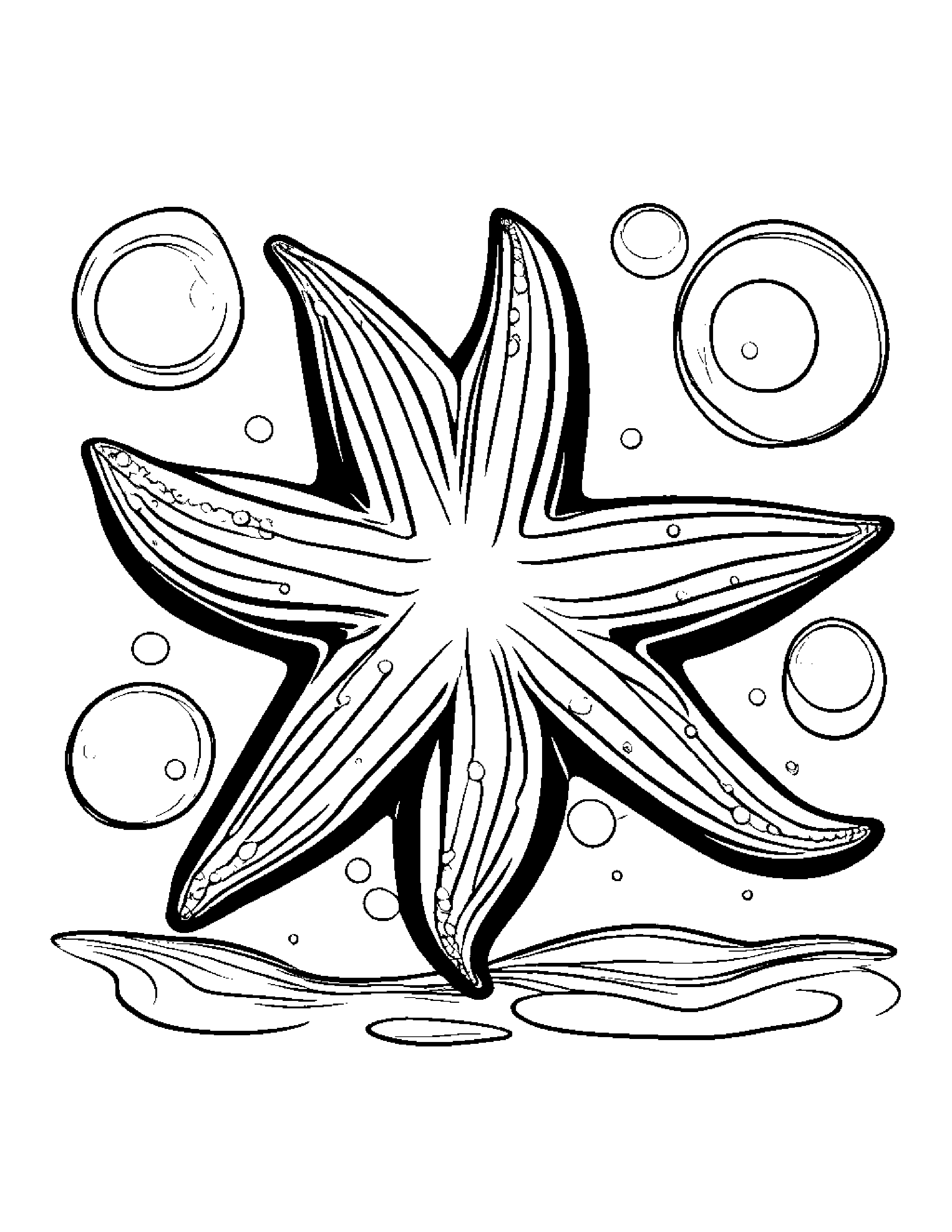 Starfish Blowing Bubbles #2 Coloring Page (Free Printable PDF)