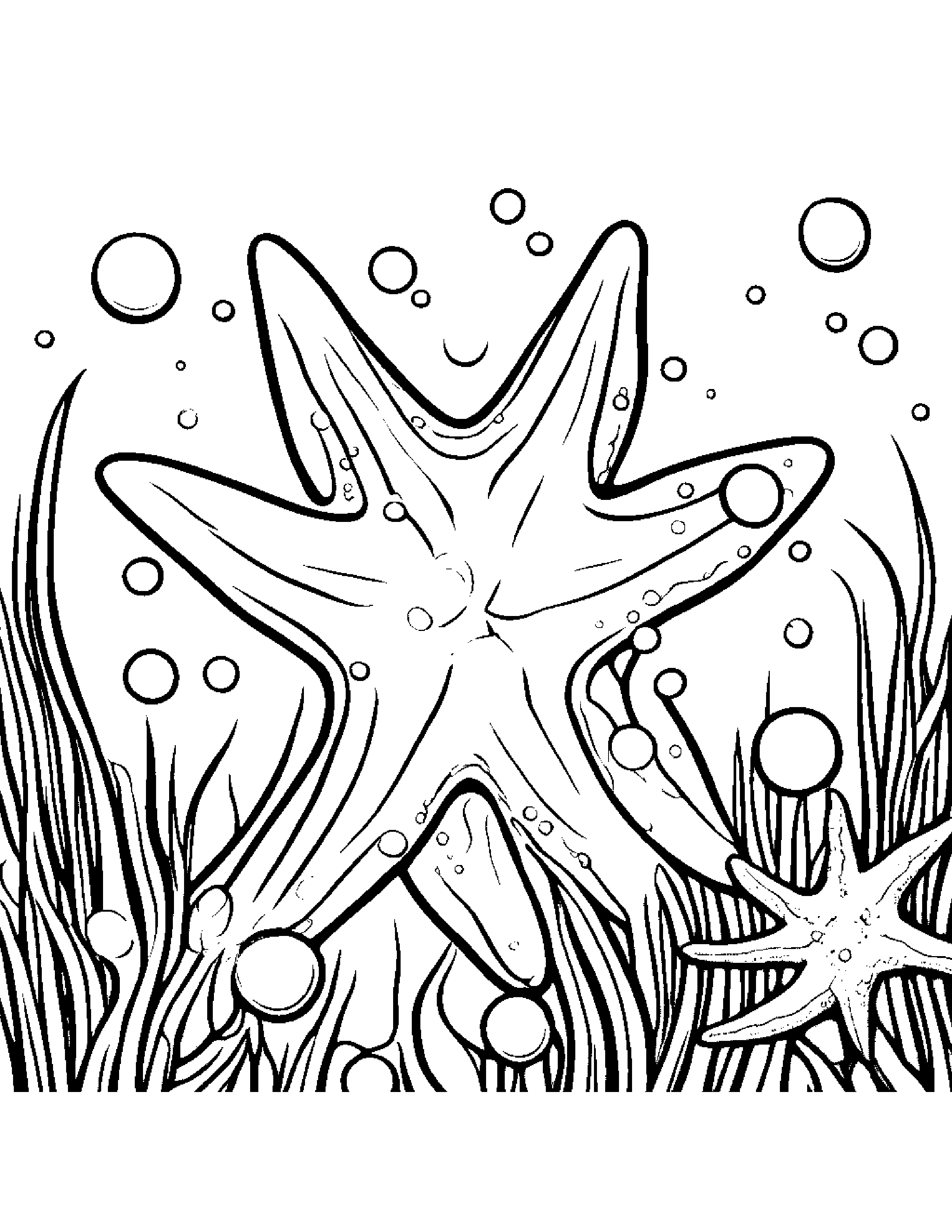 Starfish Blowing Bubbles #3 Coloring Page (Free Printable PDF)