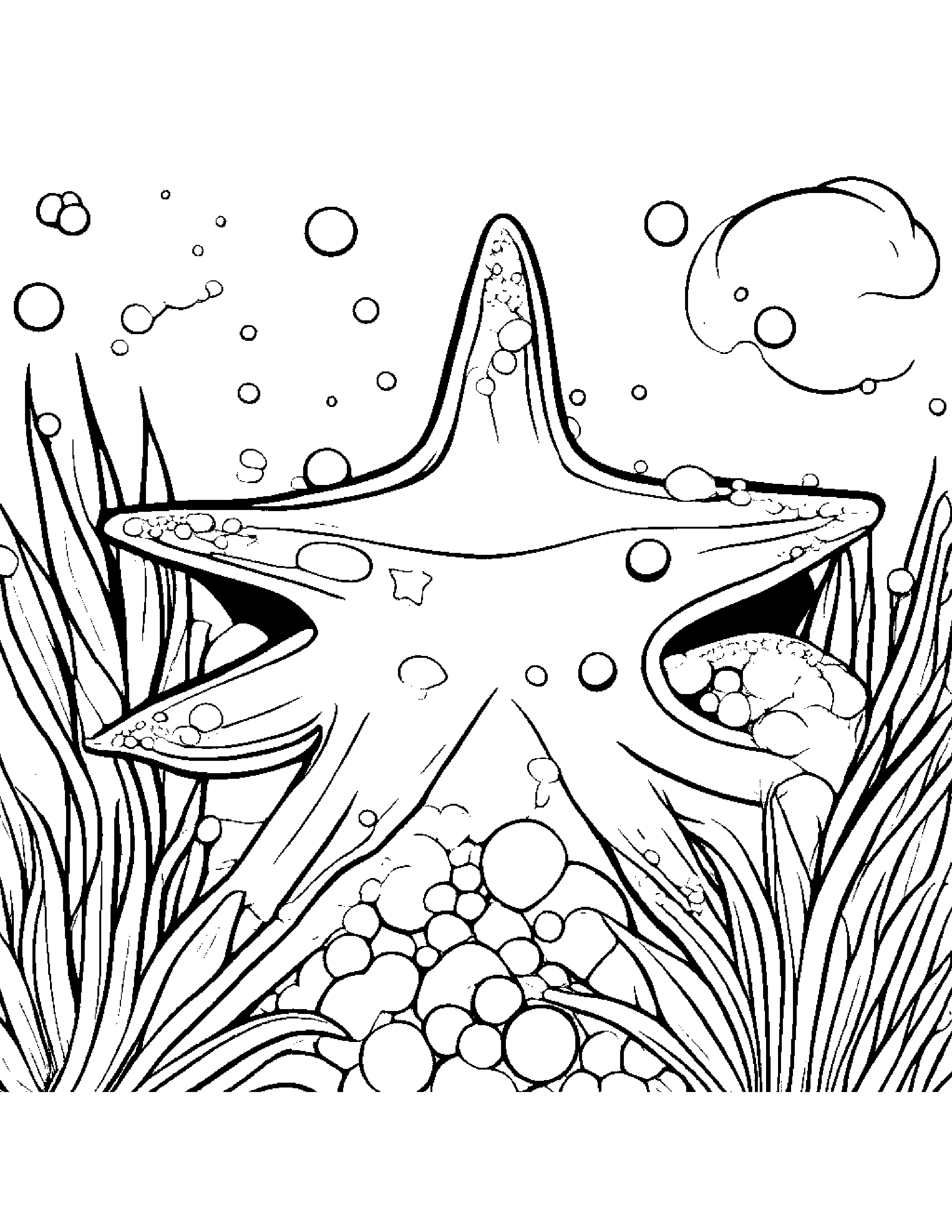 Starfish Blowing Bubbles Coloring Page (Free Printable PDF)