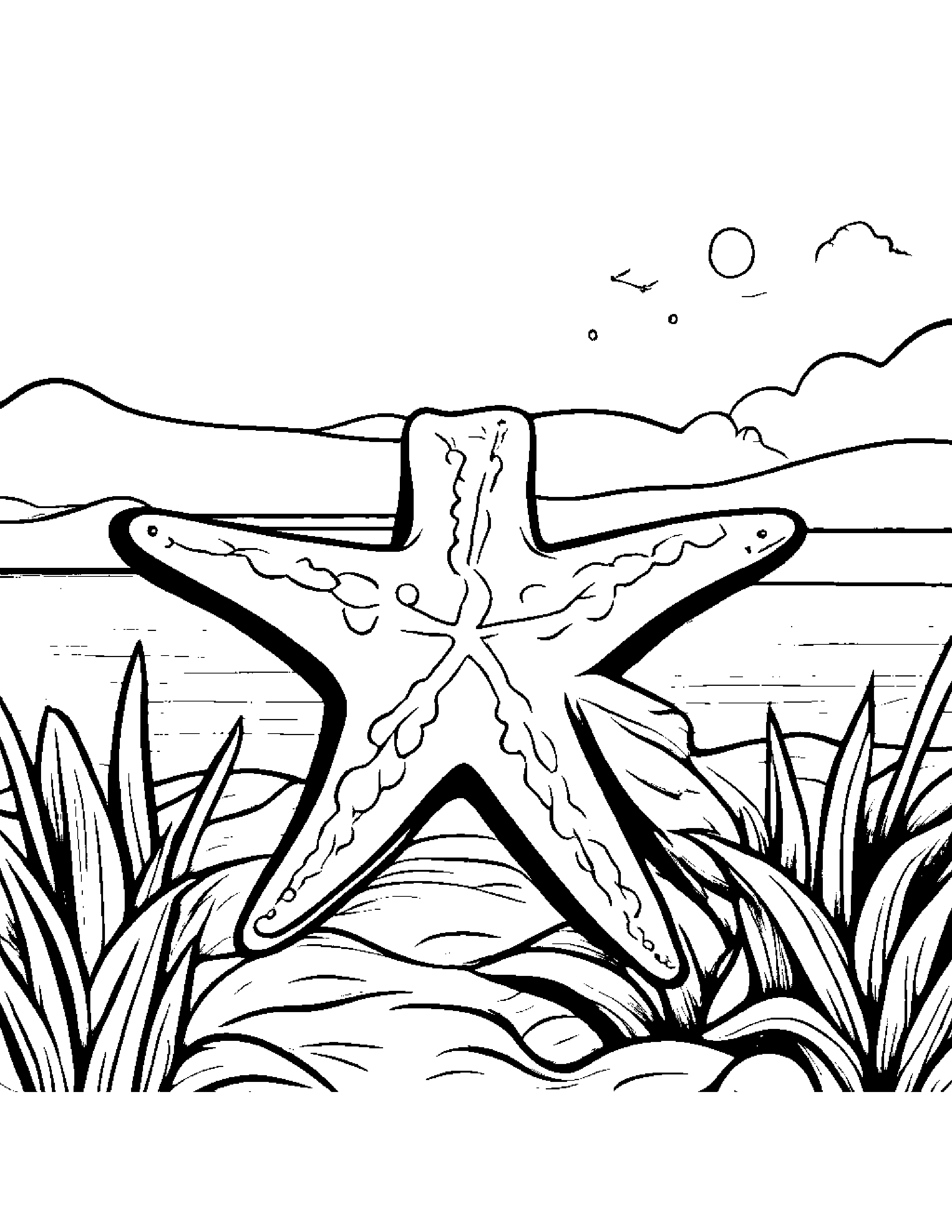 Starfish Planting A Seed At The Playground #3 Coloring Page (Free Printable PDF)