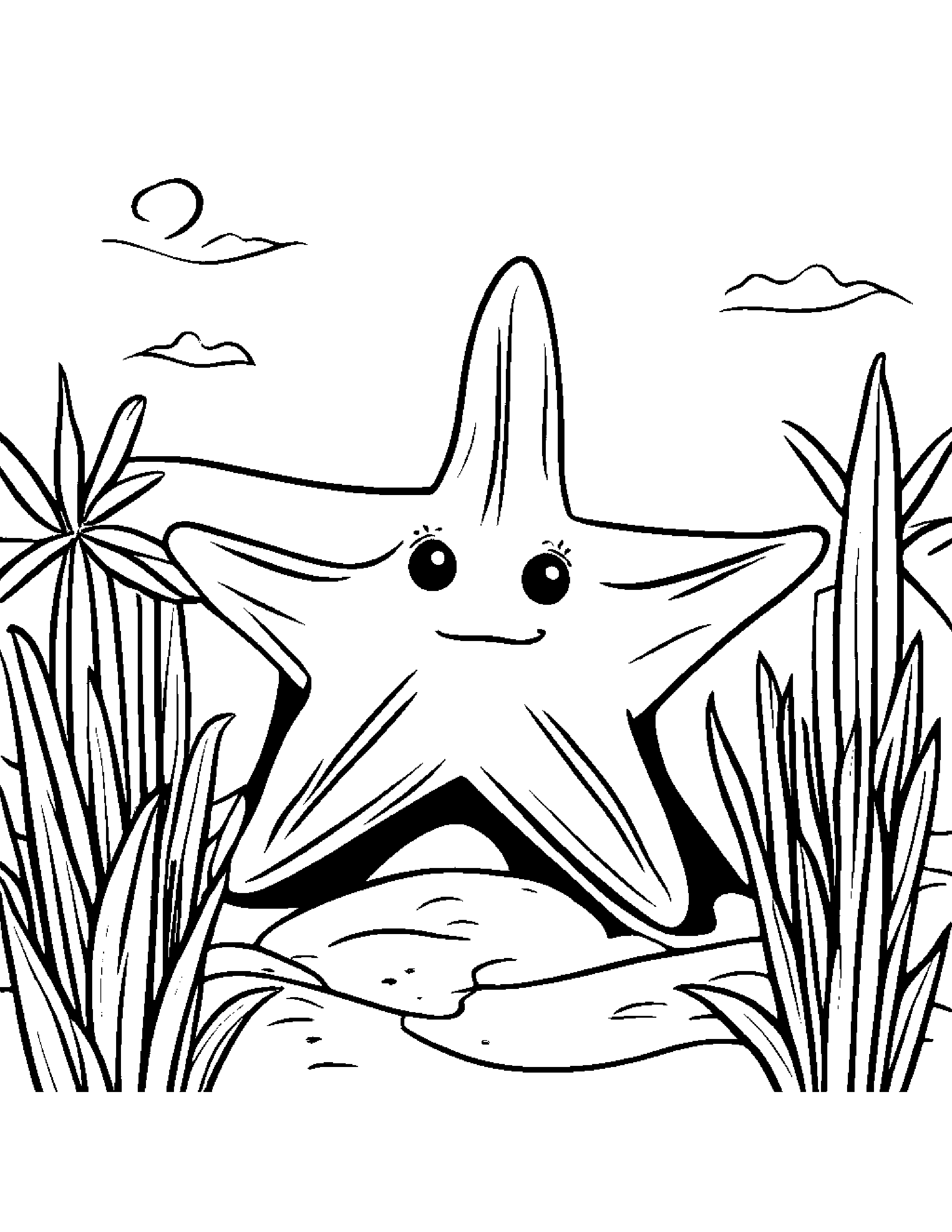 Starfish Planting A Seed At The Playground Coloring Page (Free Printable PDF)