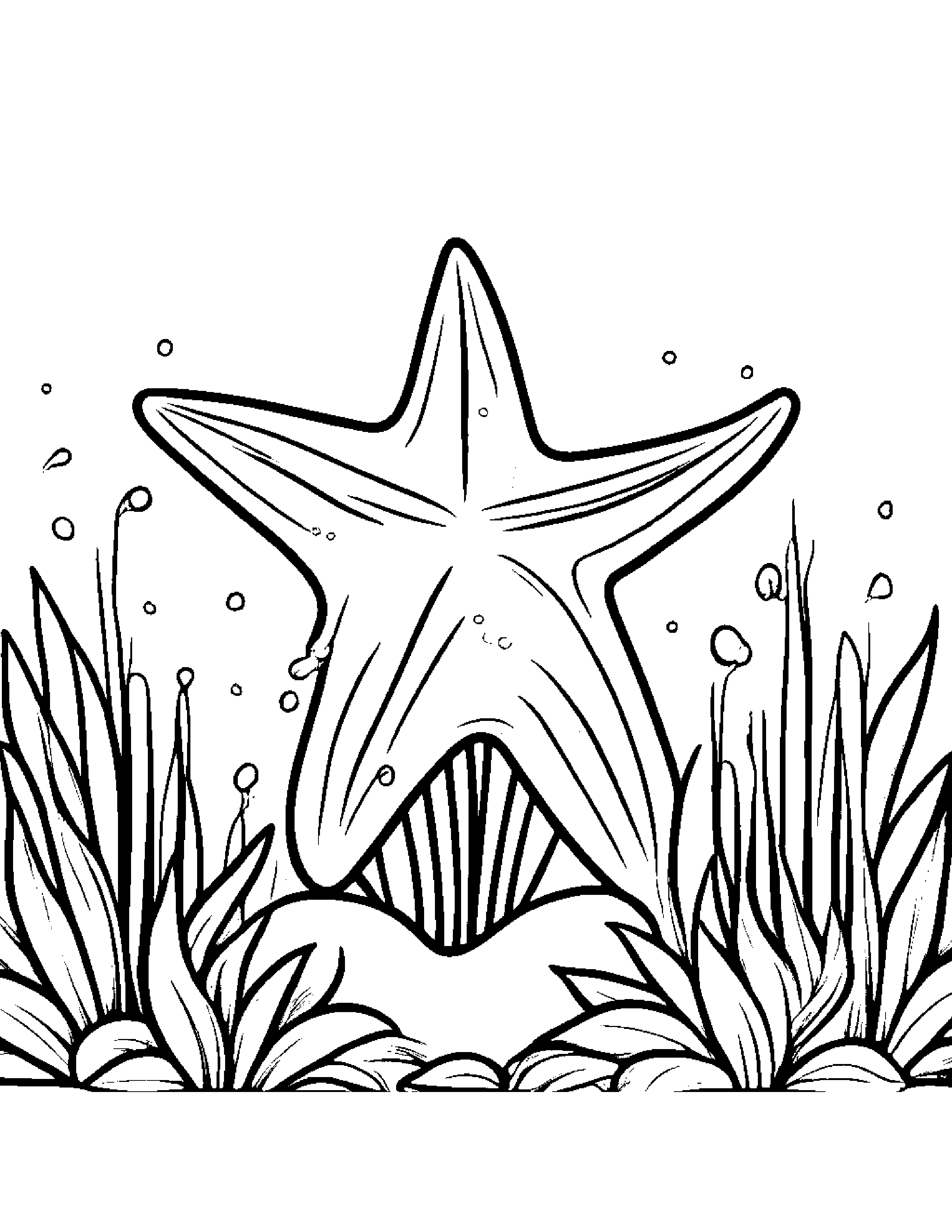 Starfish Watering A Plant #3 Coloring Page (Free Printable PDF)