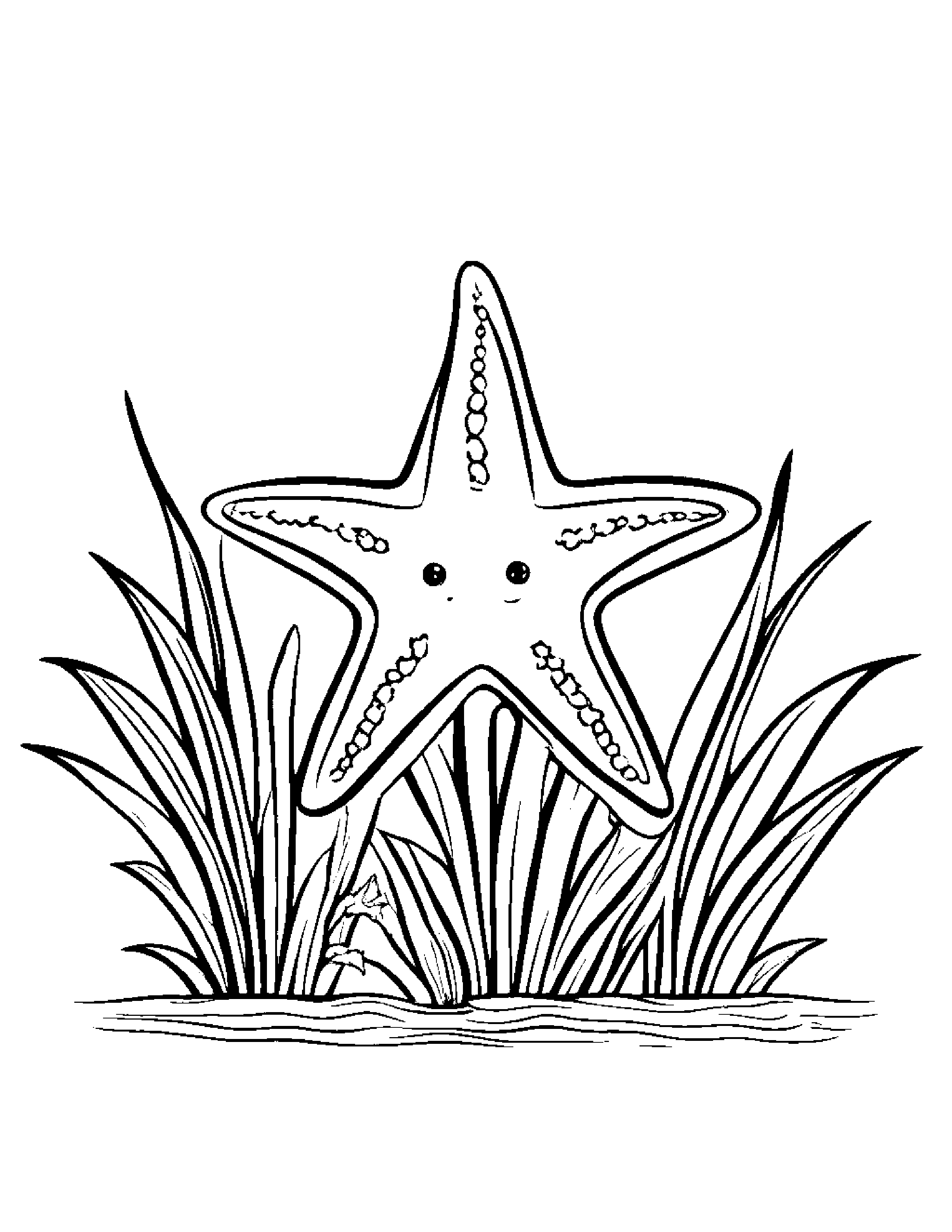 Starfish Watering A Plant #5 Coloring Page (Free Printable PDF)