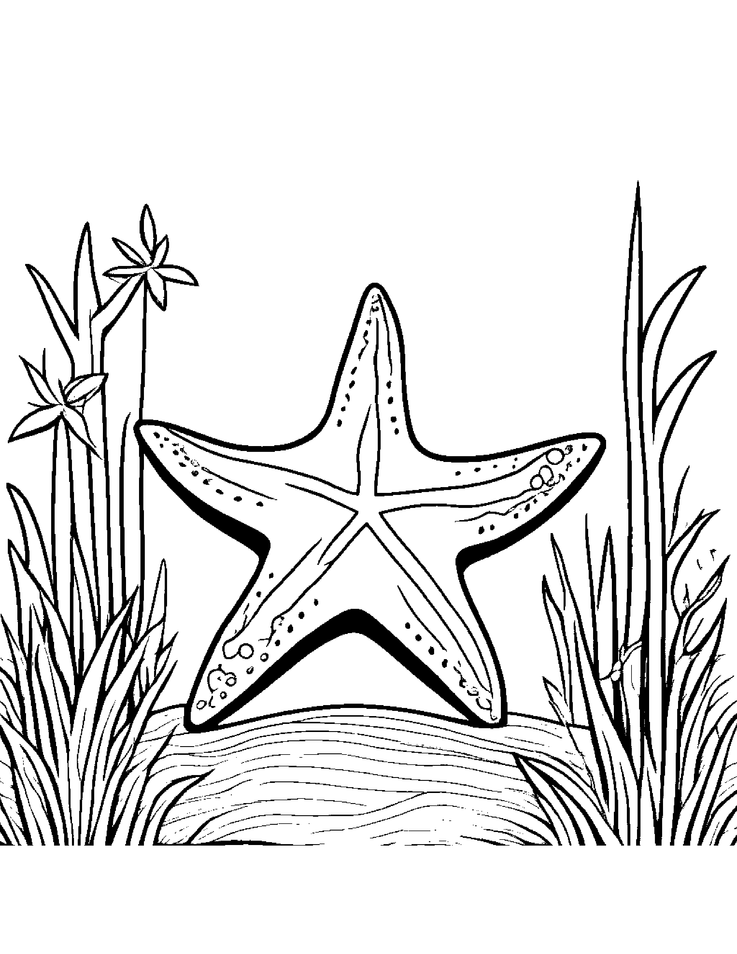 Starfish With A Little Heart By A Little Tree #2 Coloring Page (Free Printable PDF)