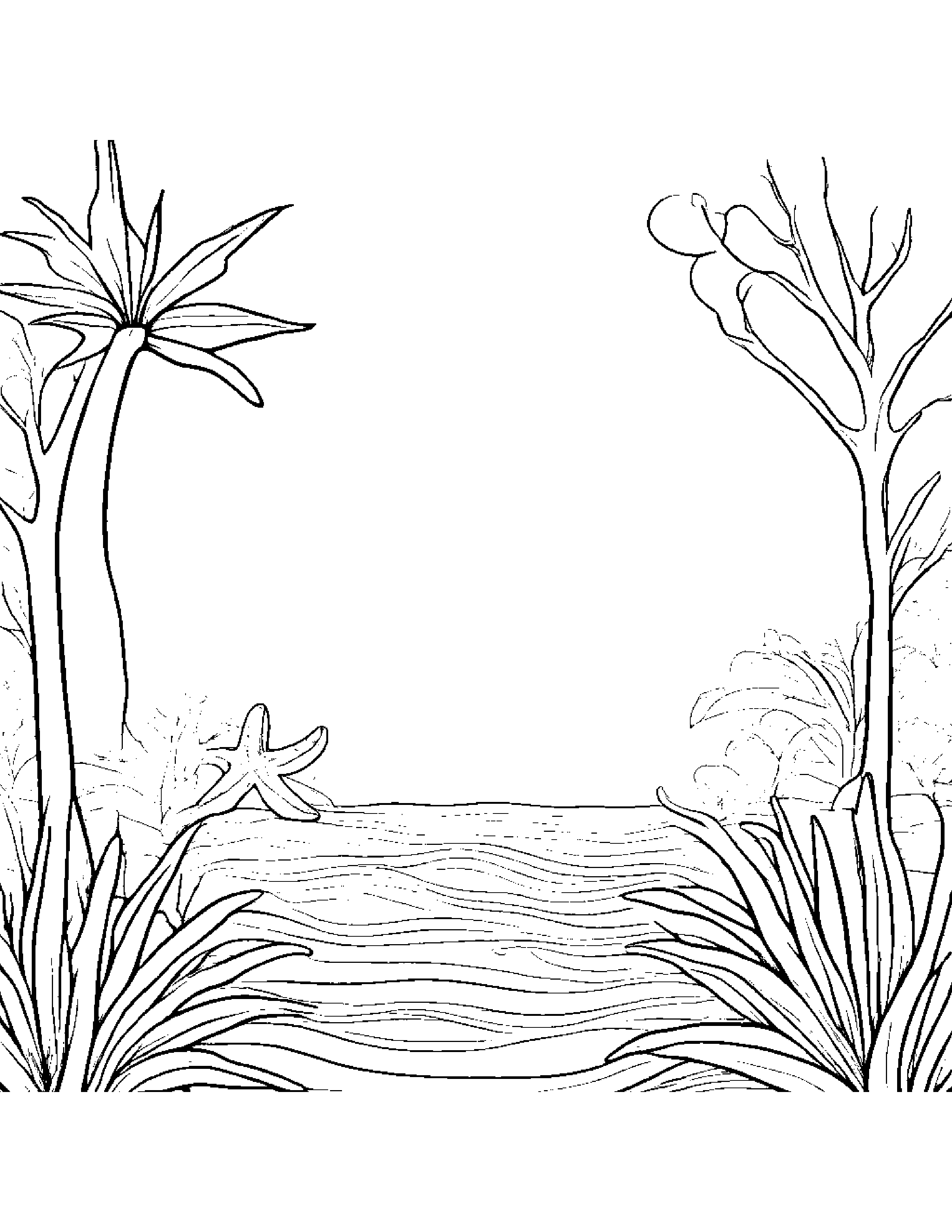 Starfish With A Little Heart By A Little Tree Coloring Page (Free Printable PDF)