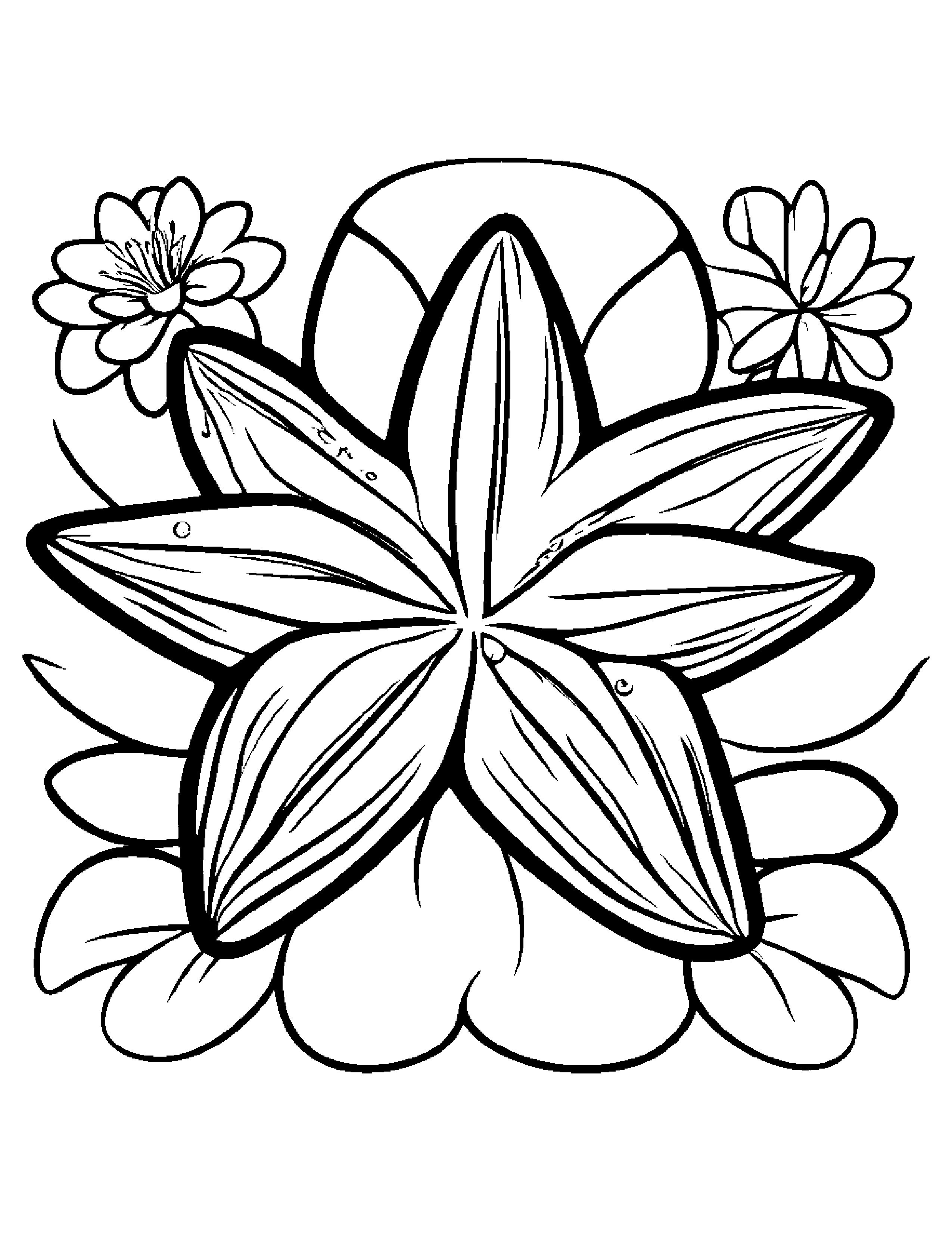 Starfish With A Small Flower #3 Coloring Page (Free Printable PDF)