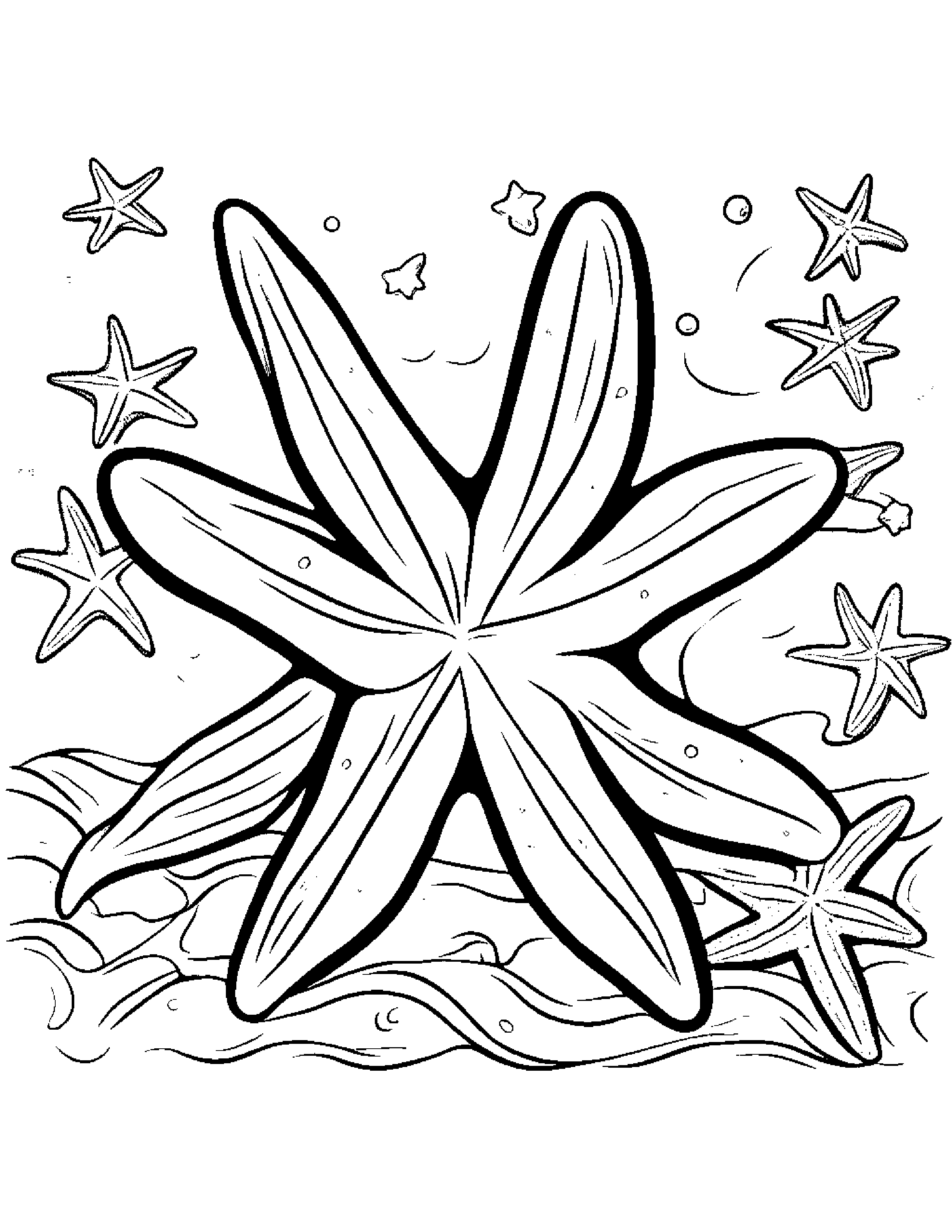 Starfish With A Soft Scarf #3 Coloring Page (Free Printable PDF)