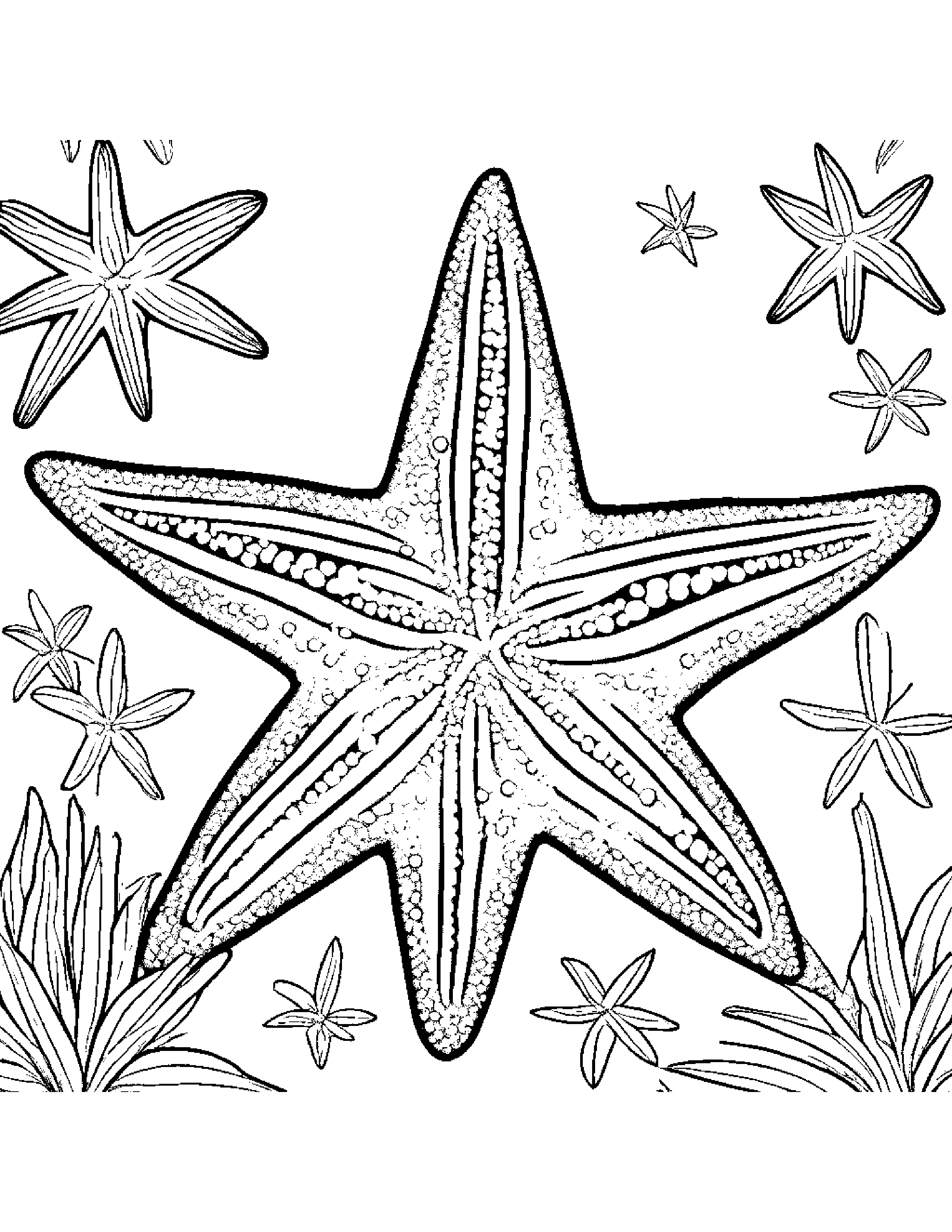 Starfish With Sparkles Coloring Page (Free Printable PDF)