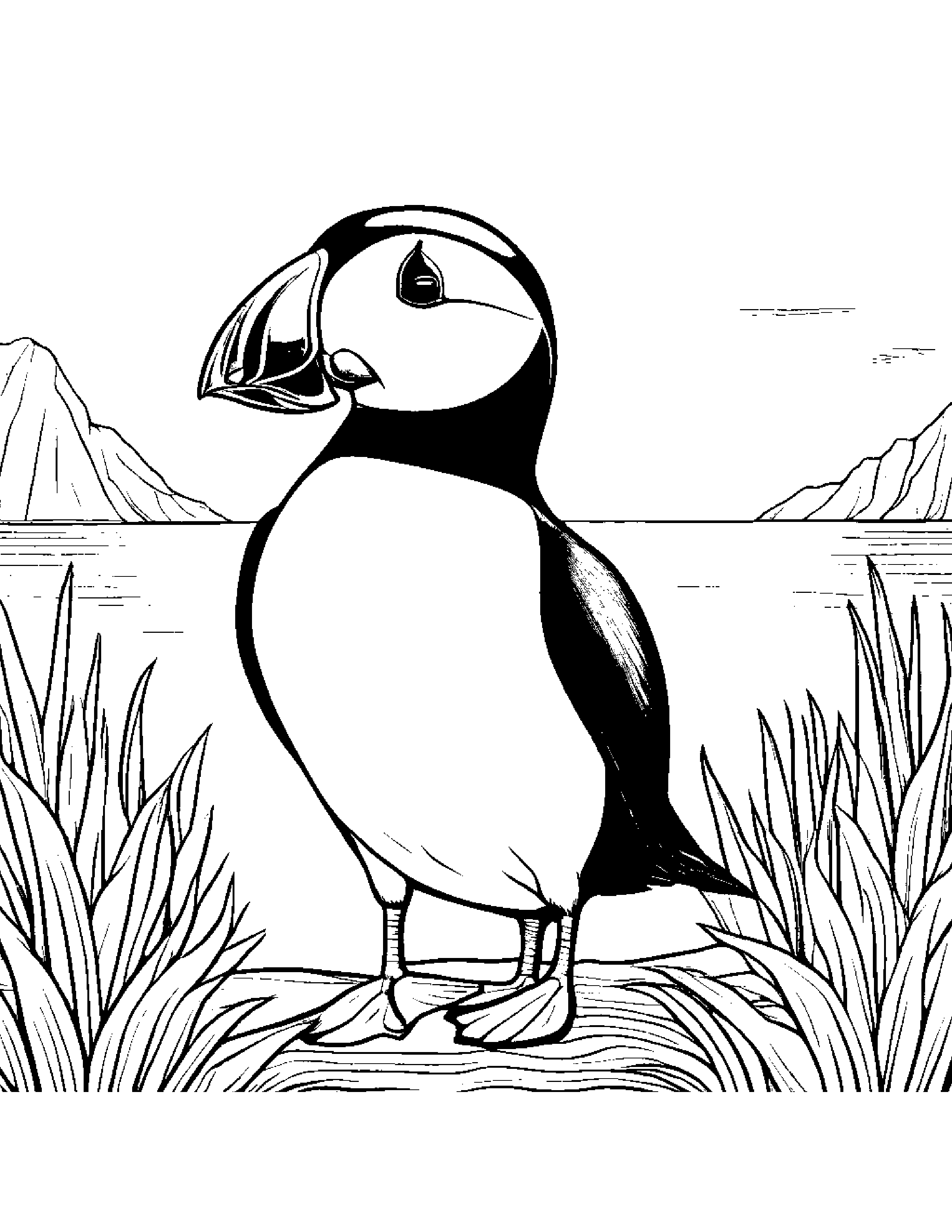 Sunny Puffin #2 Coloring Page (Free Printable PDF)