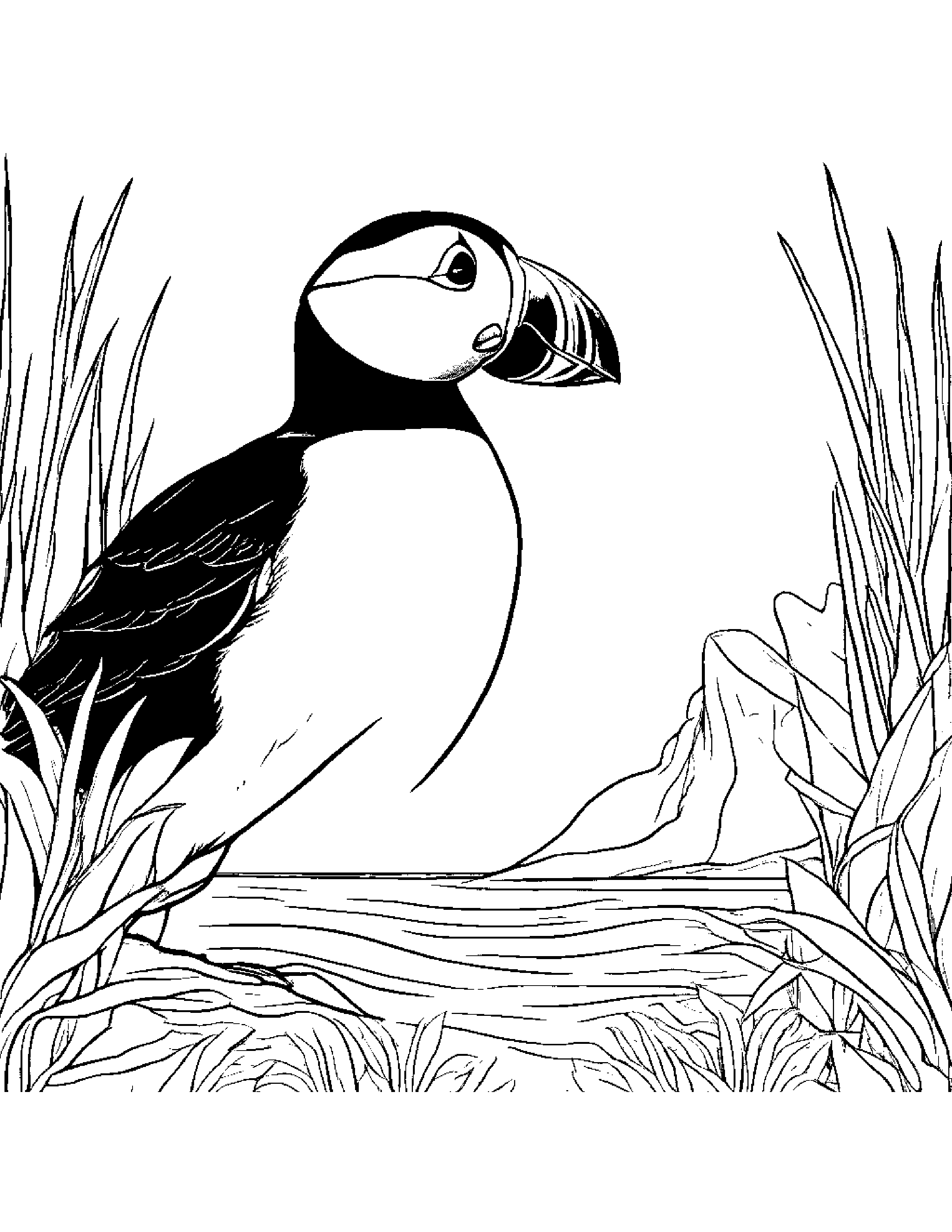 Sunny Puffin #3 Coloring Page (Free Printable PDF)