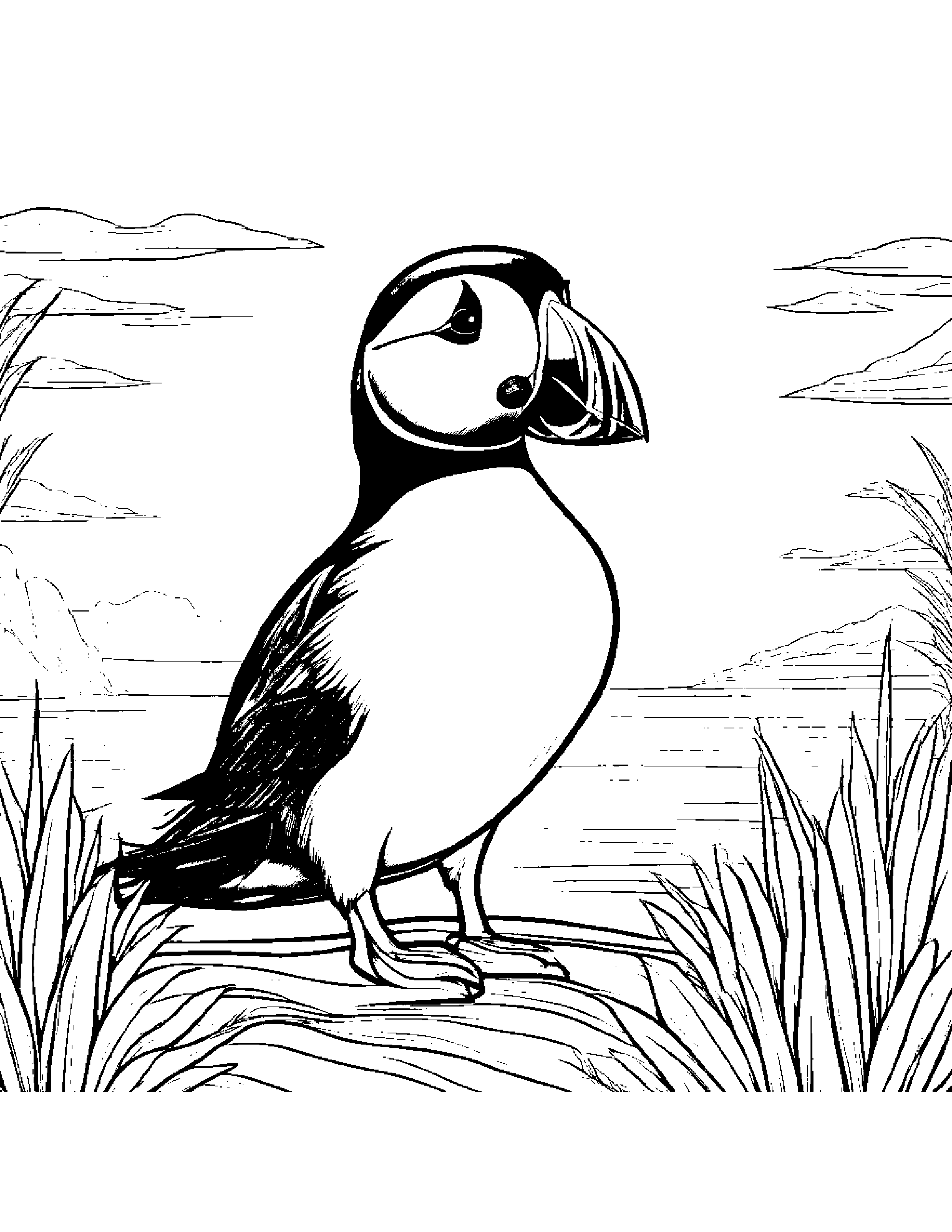 Sunny Puffin Coloring Page (Free Printable PDF)