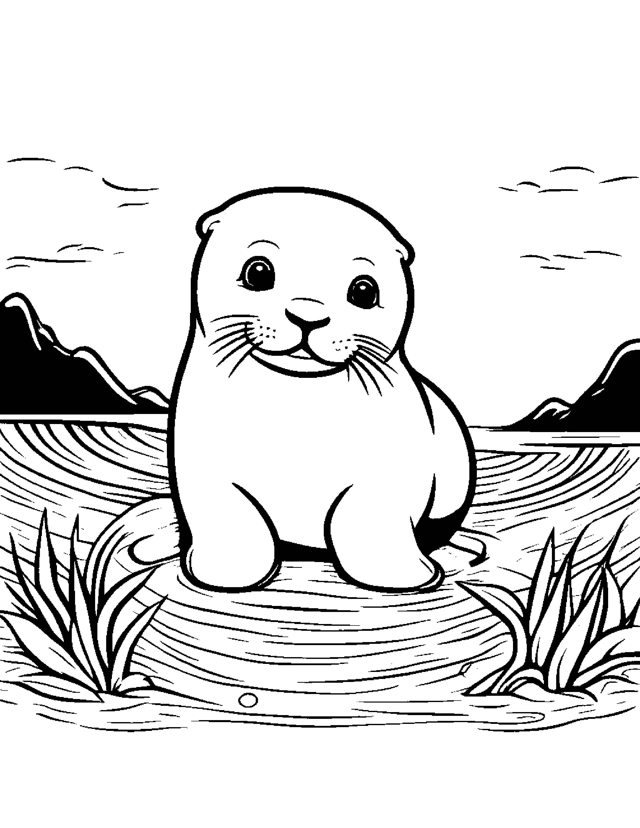 Sunny Seal Pup #3 Coloring Page (Free Printable PDF)