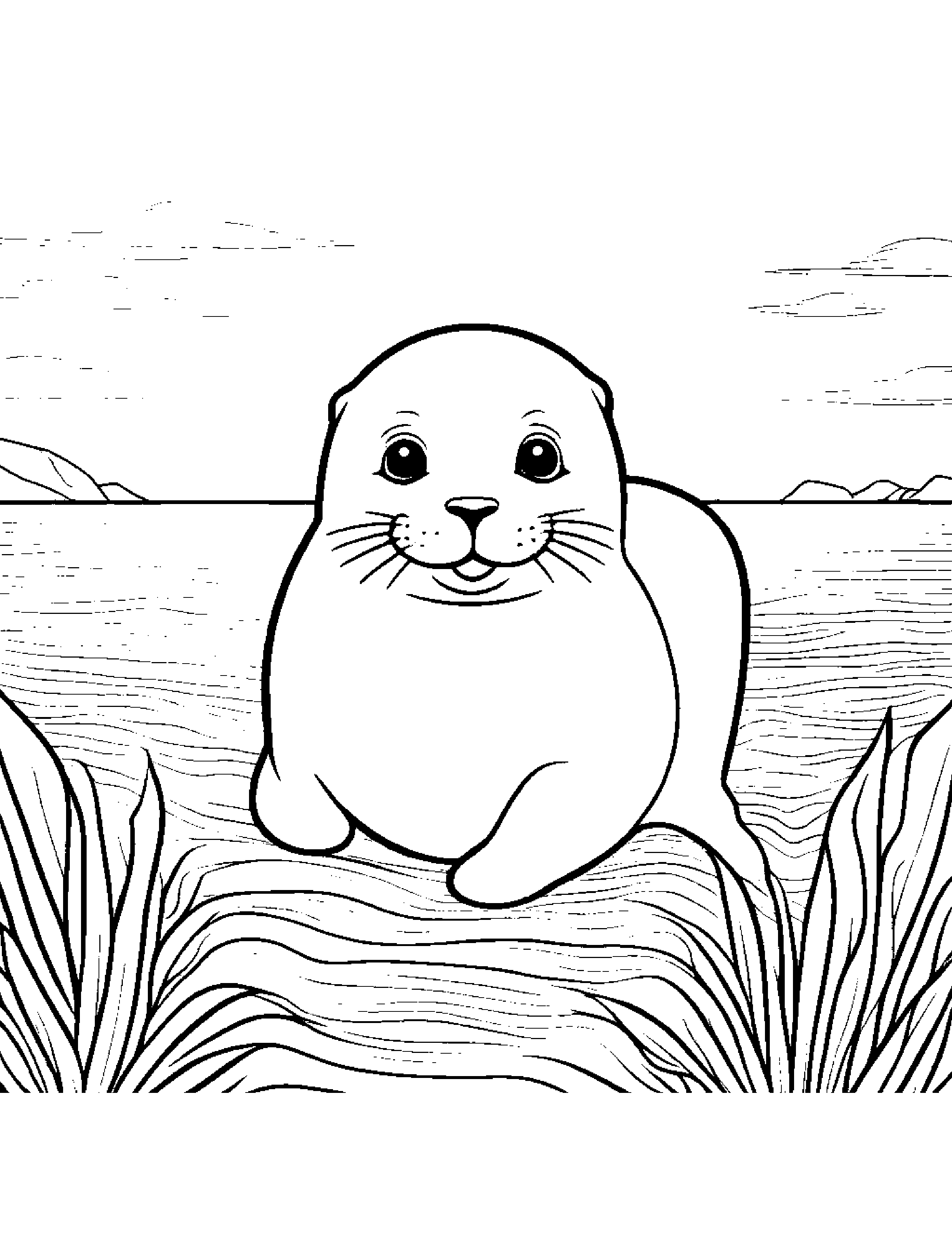 Sunny Seal Pup Coloring Page (Free Printable PDF)