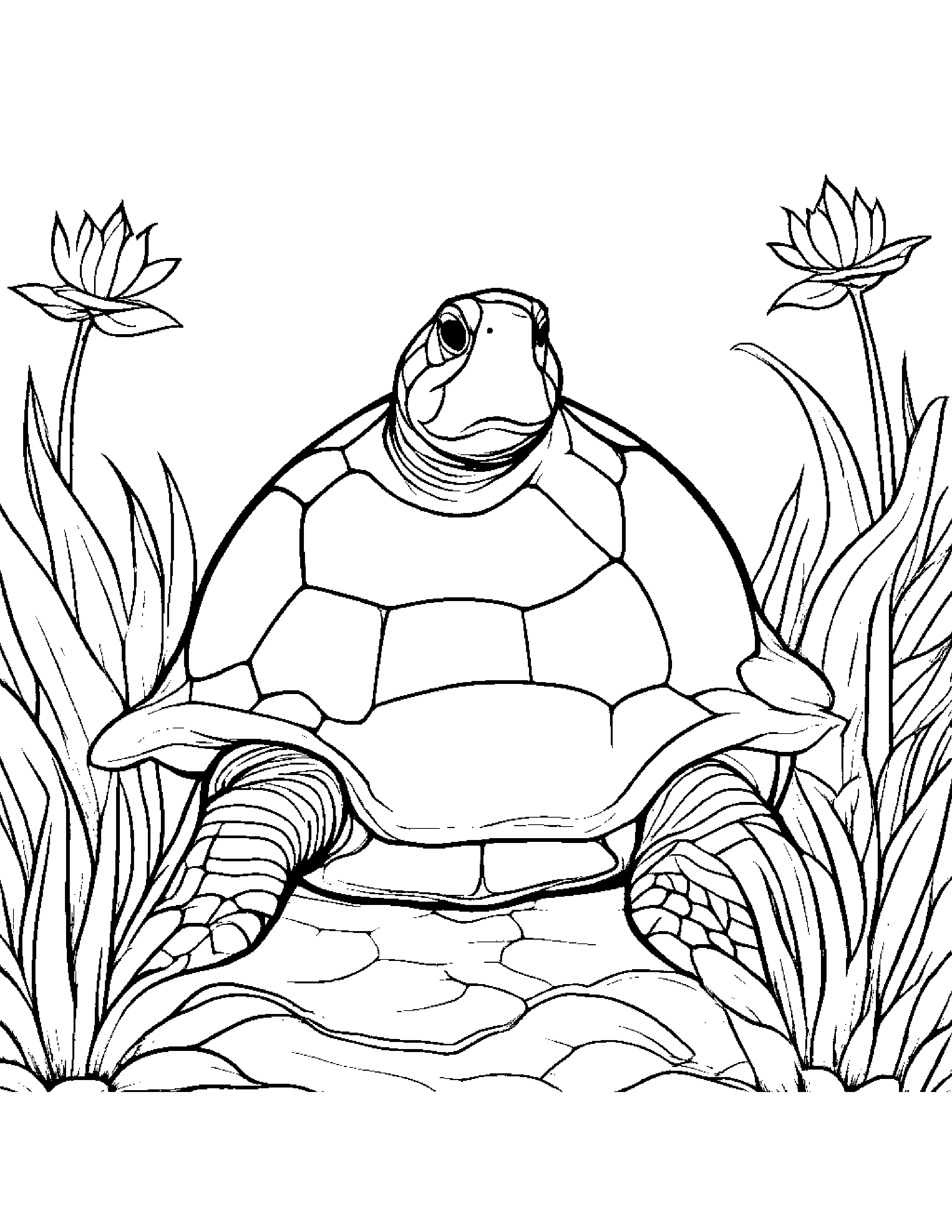 Sunny Turtle Hatchling #3 Coloring Page (Free Printable PDF)