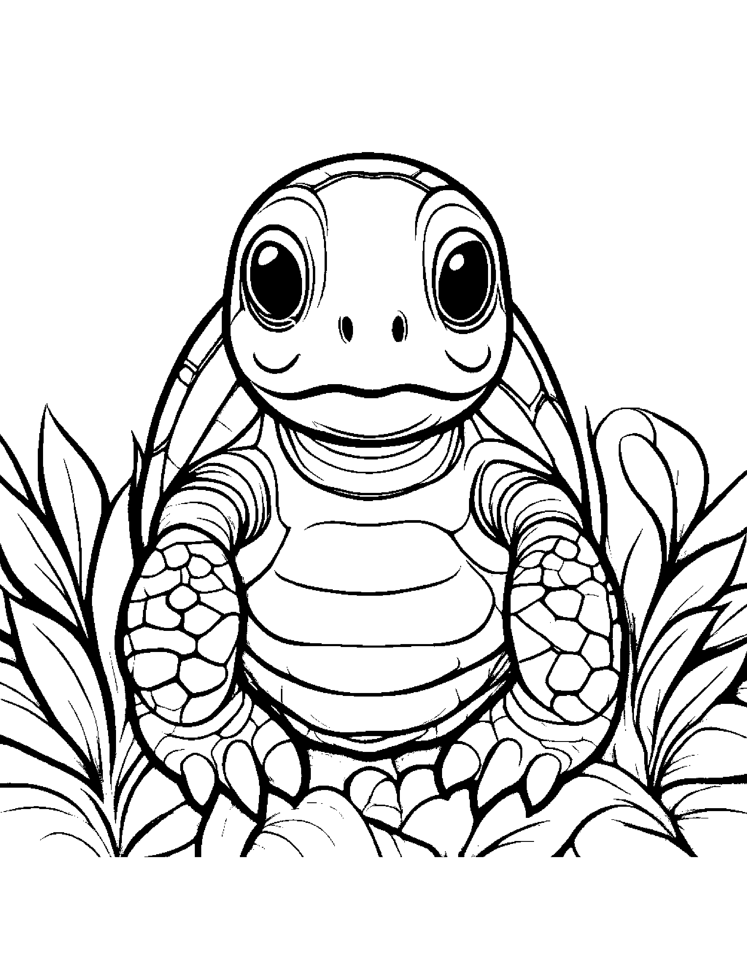 Sunny Turtle Hatchling #4 Coloring Page (Free Printable PDF)