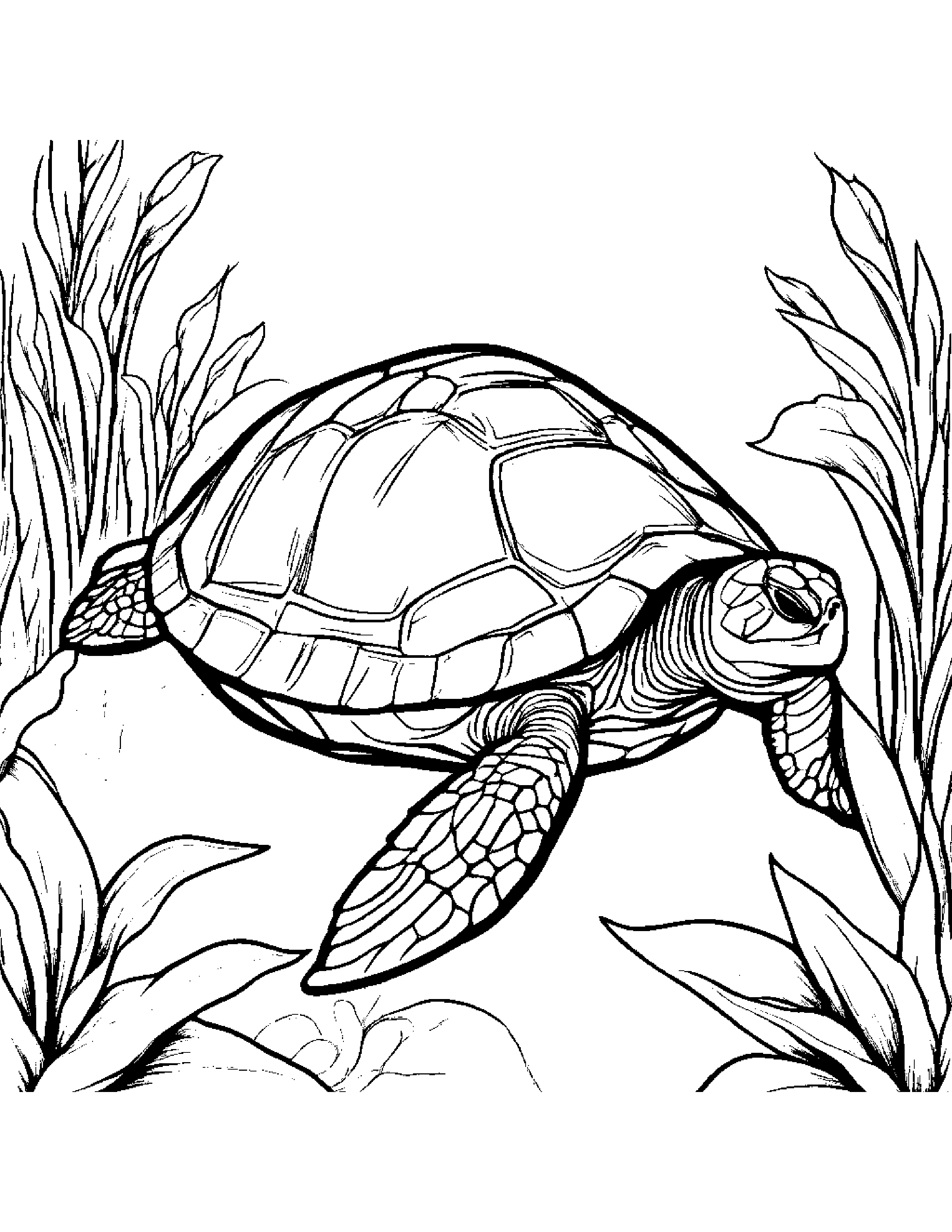Sunny Turtle Hatchling #5 Coloring Page (Free Printable PDF)