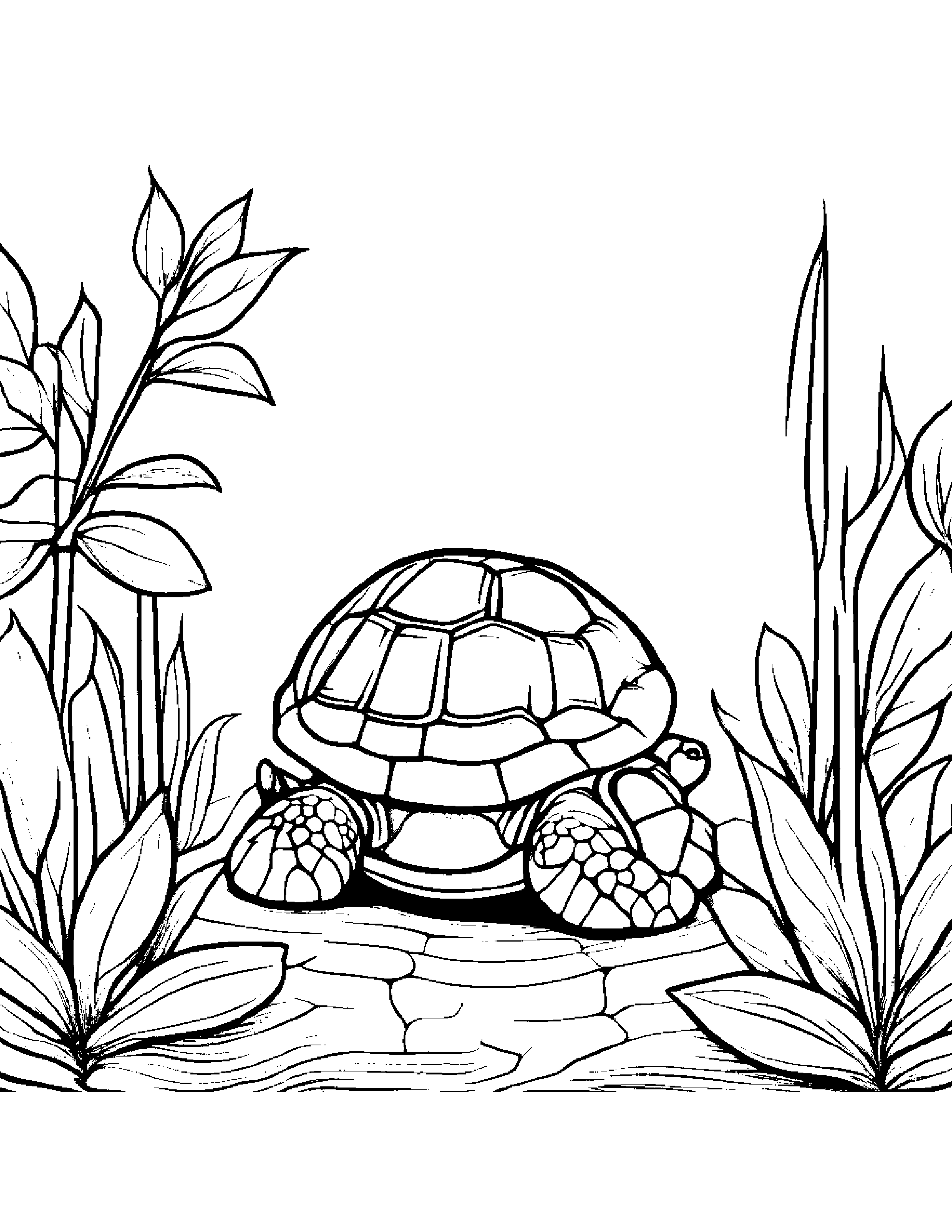 Sunny Turtle Hatchling By A Little Tree #2 Coloring Page (Free Printable PDF)