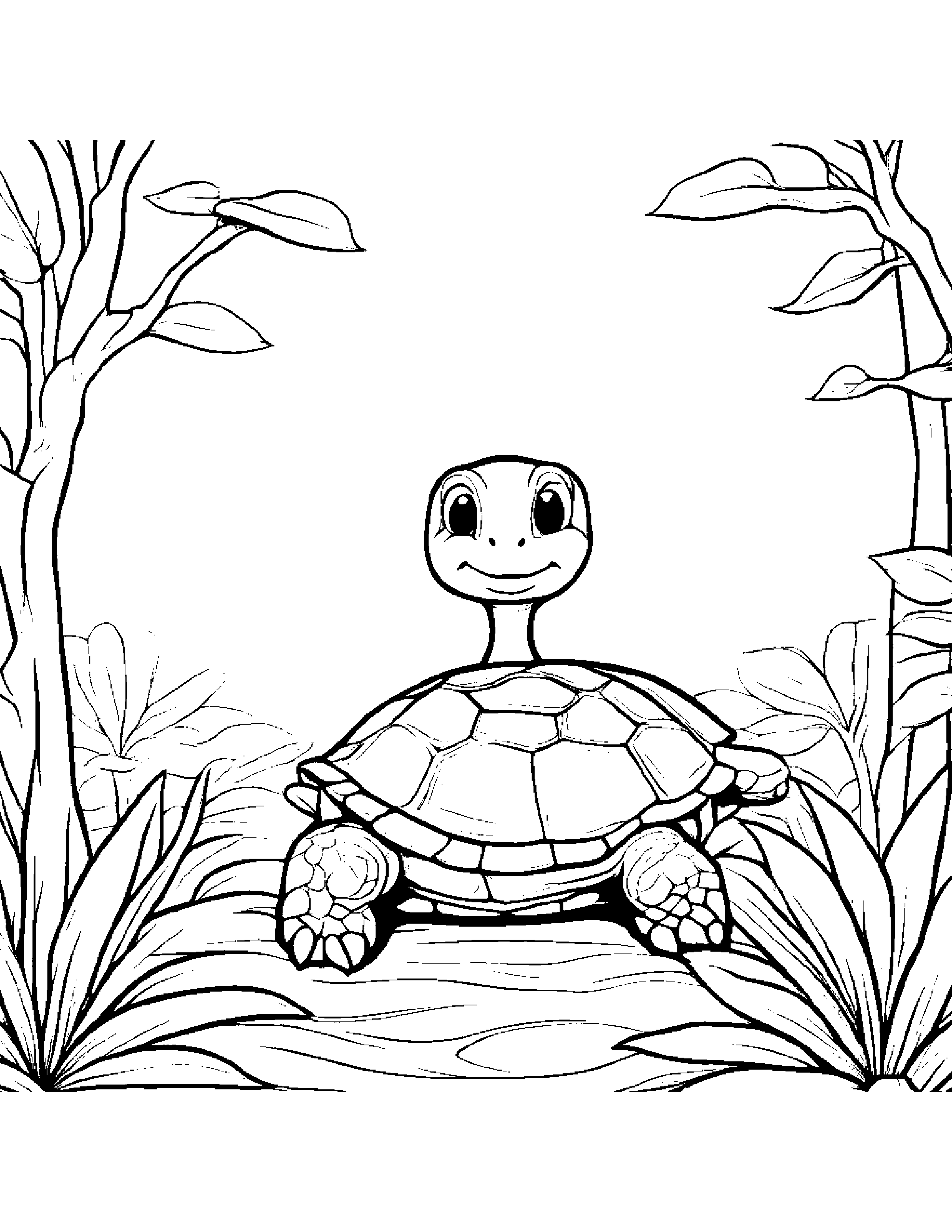 Sunny Turtle Hatchling By A Little Tree Coloring Page (Free Printable PDF)