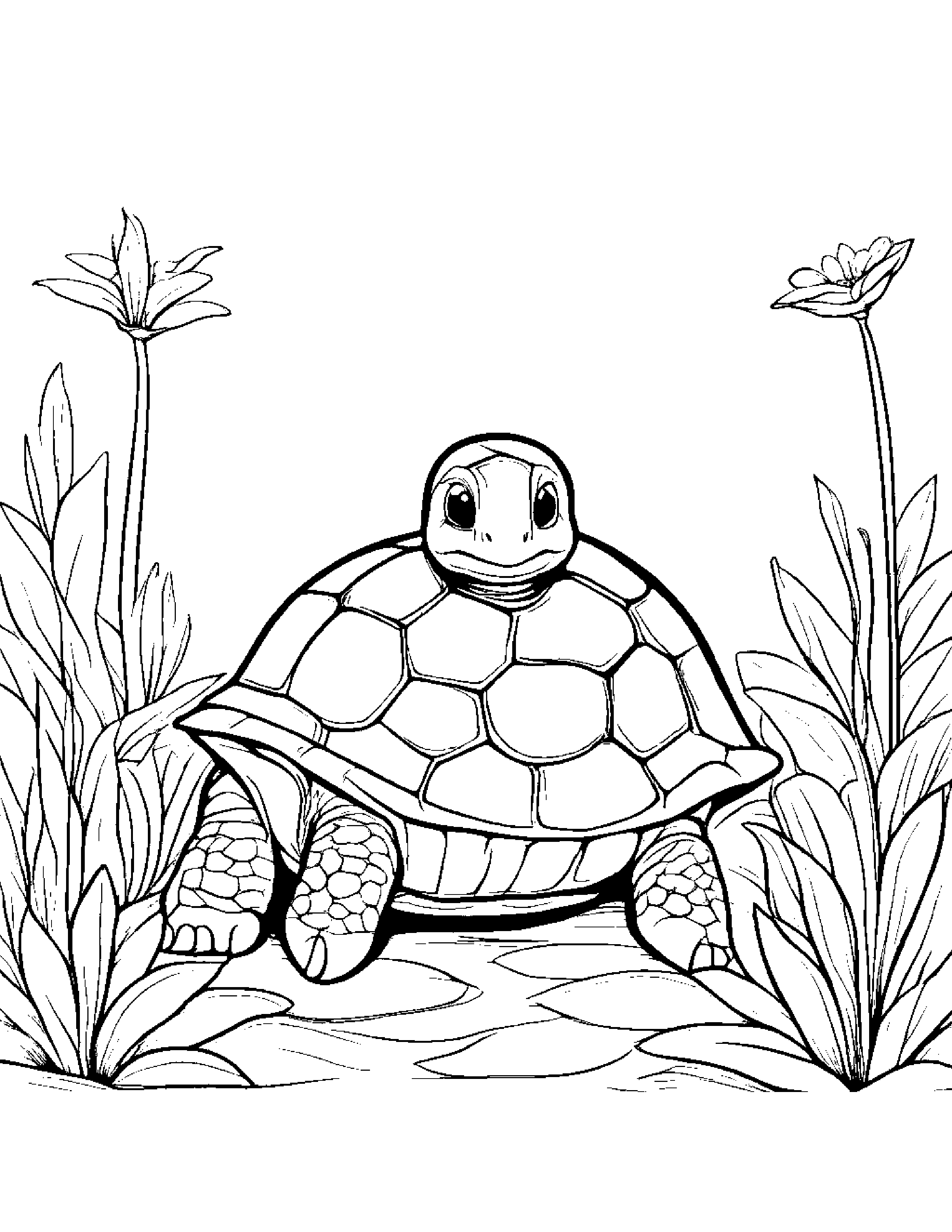 Turtle Hatchling Tidying Toys Coloring Page (Free Printable PDF)