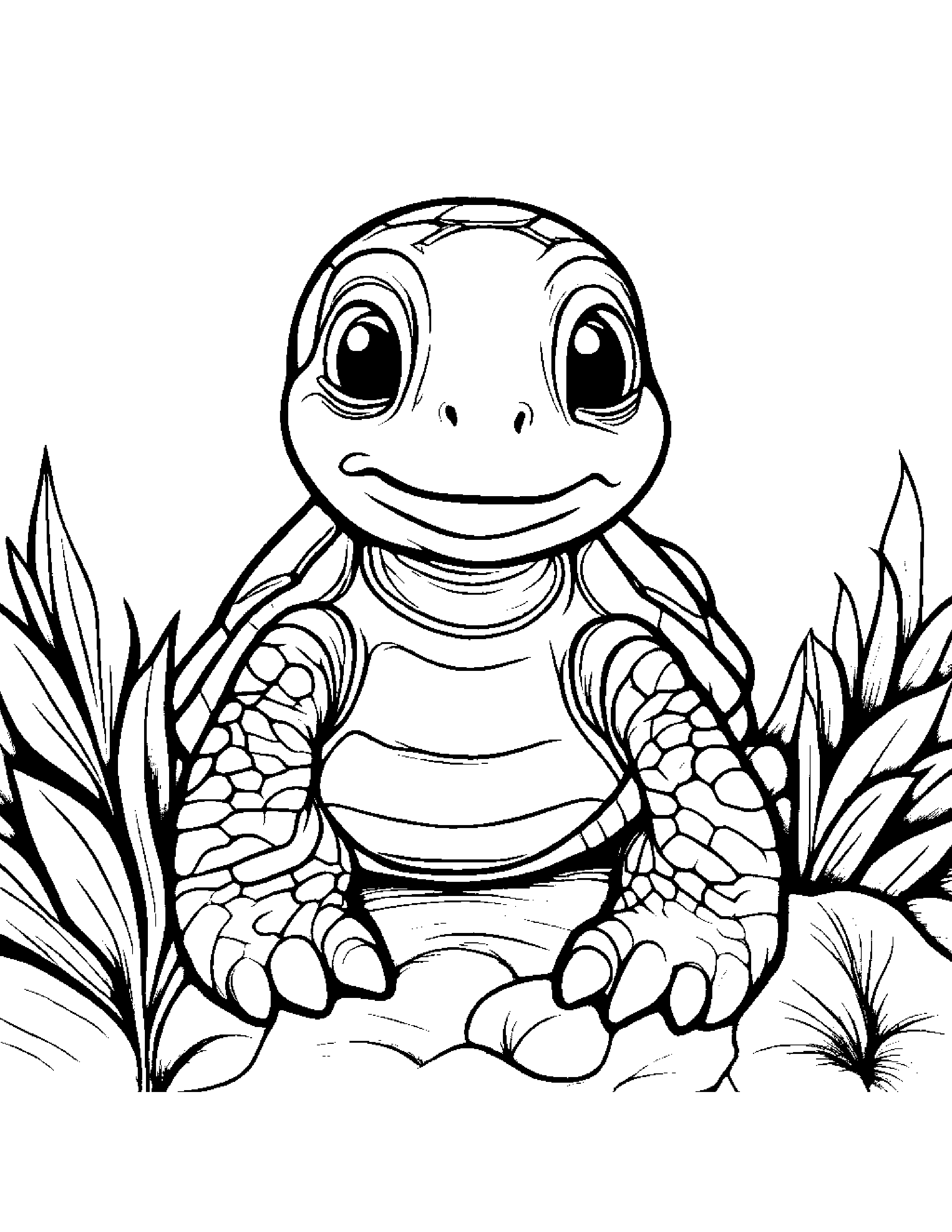 Turtle Hatchling With A Friendly Star #4 Coloring Page (Free Printable PDF)