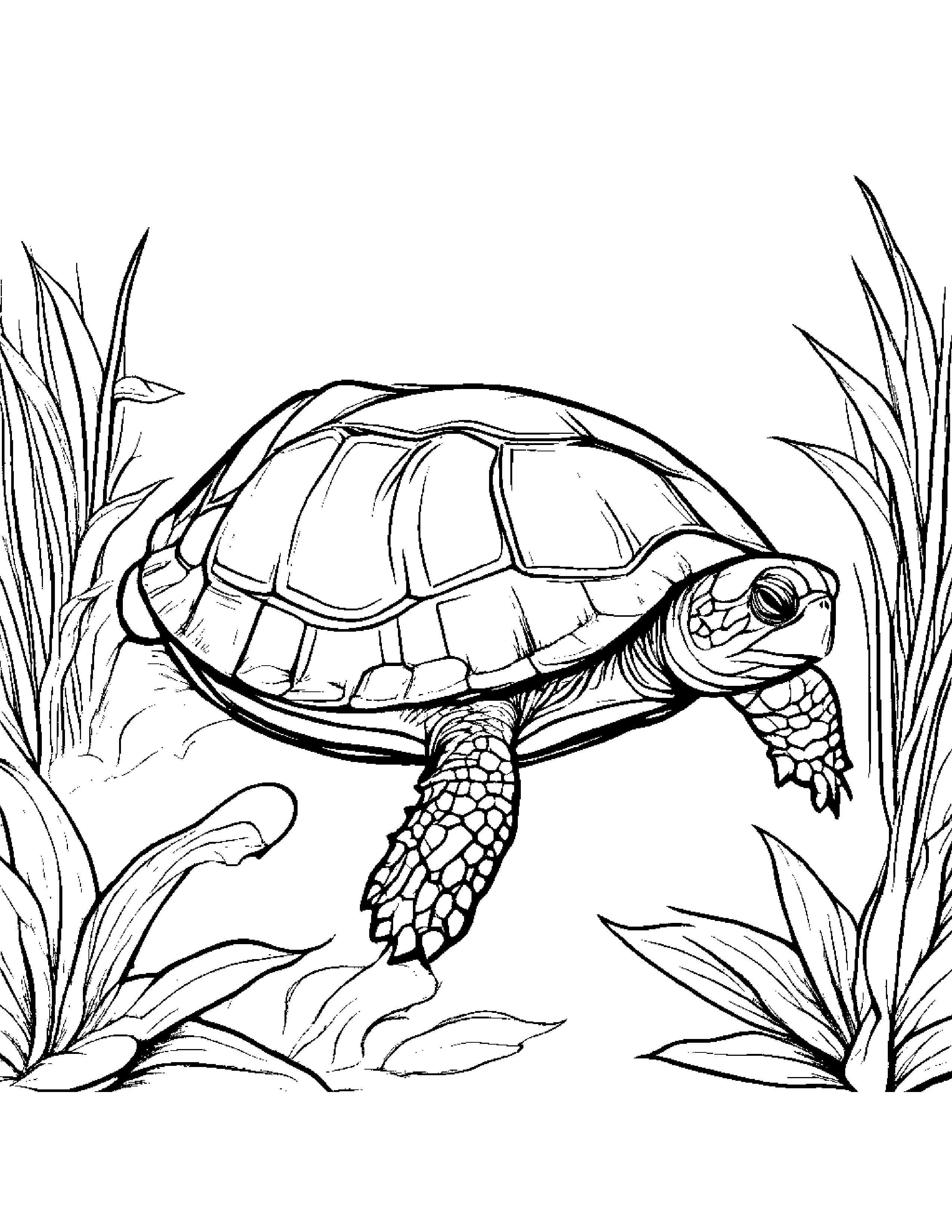 Turtle Hatchling With A Friendly Star #5 Coloring Page (Free Printable PDF)