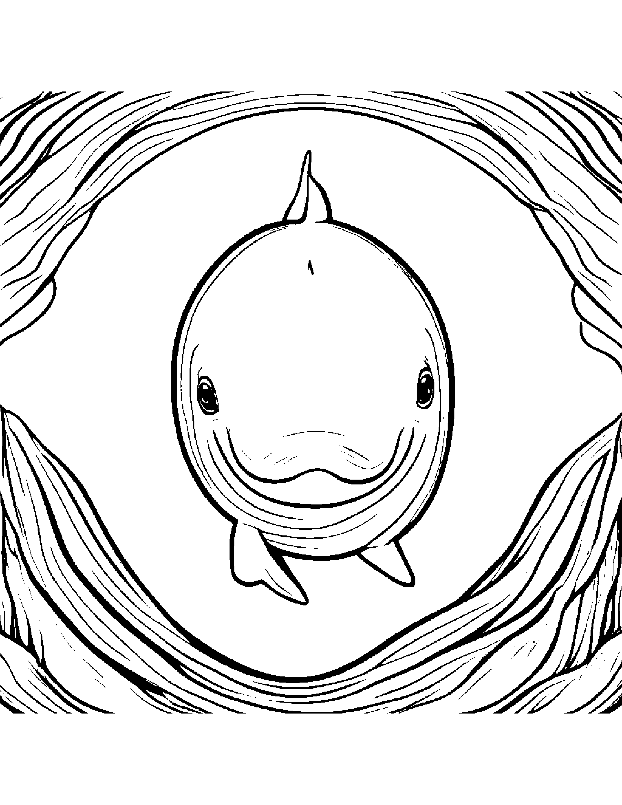 Whale Calf Playing Peekaboo #2 Coloring Page (Free Printable PDF)