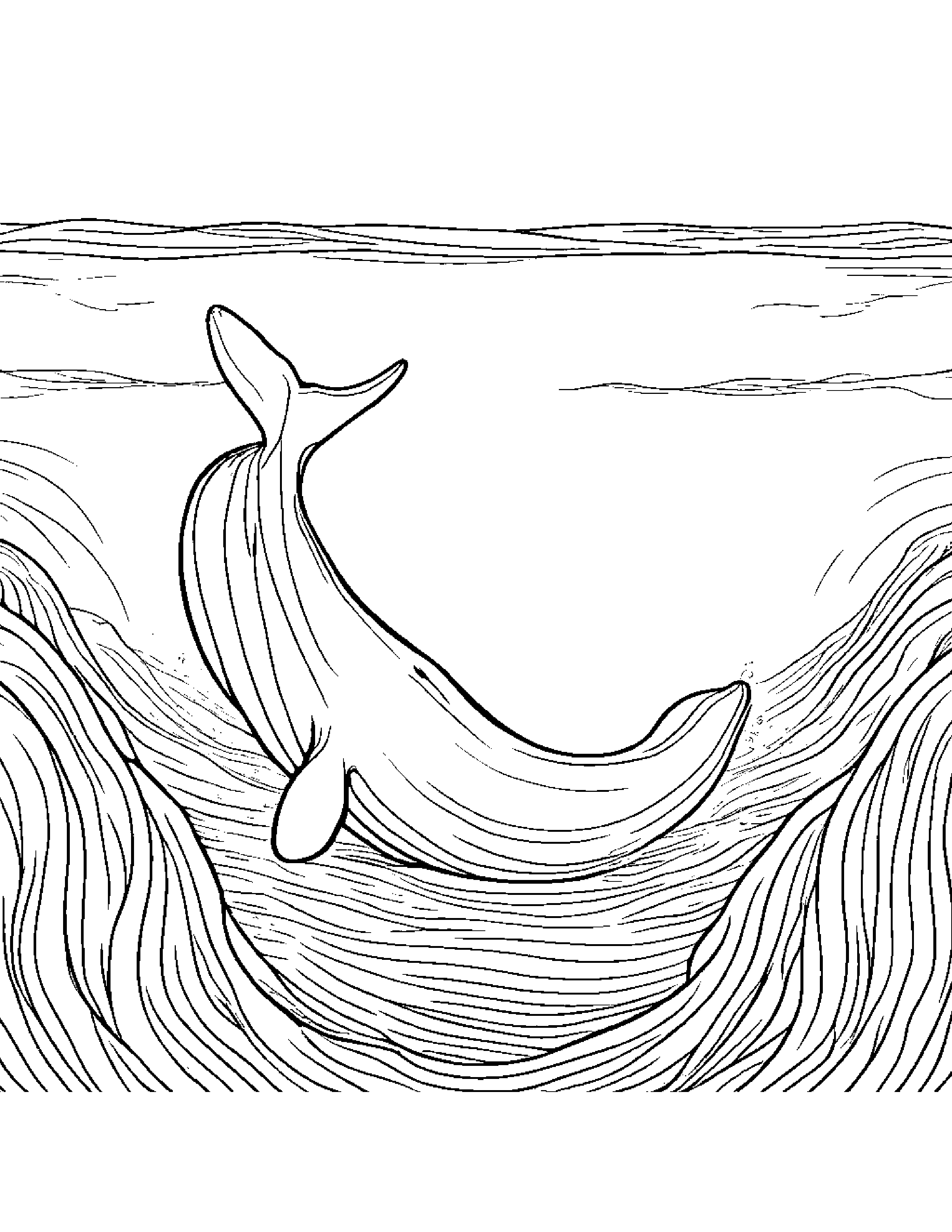 Whale Calf Playing Peekaboo #3 Coloring Page (Free Printable PDF)
