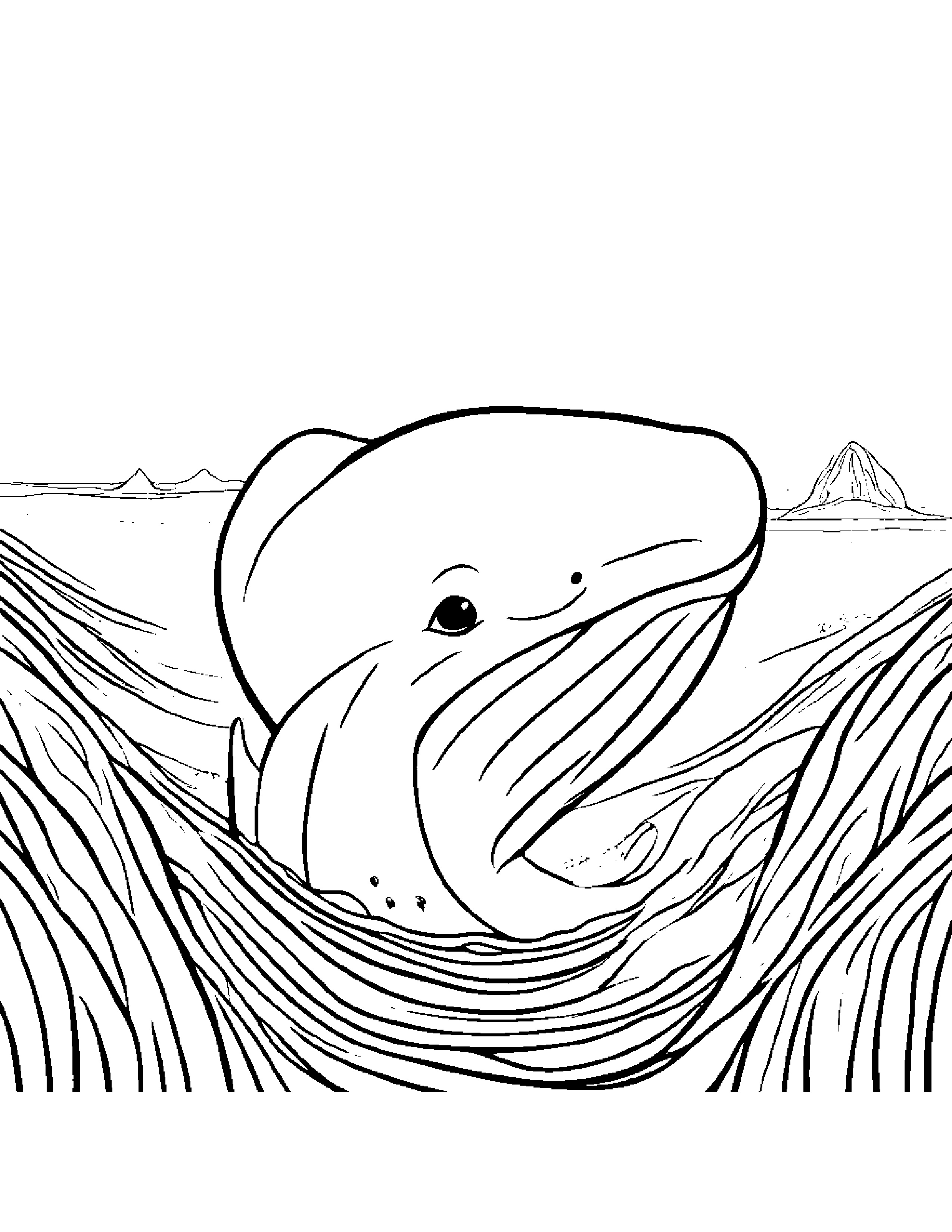 Whale Calf Playing Peekaboo #5 Coloring Page (Free Printable PDF)