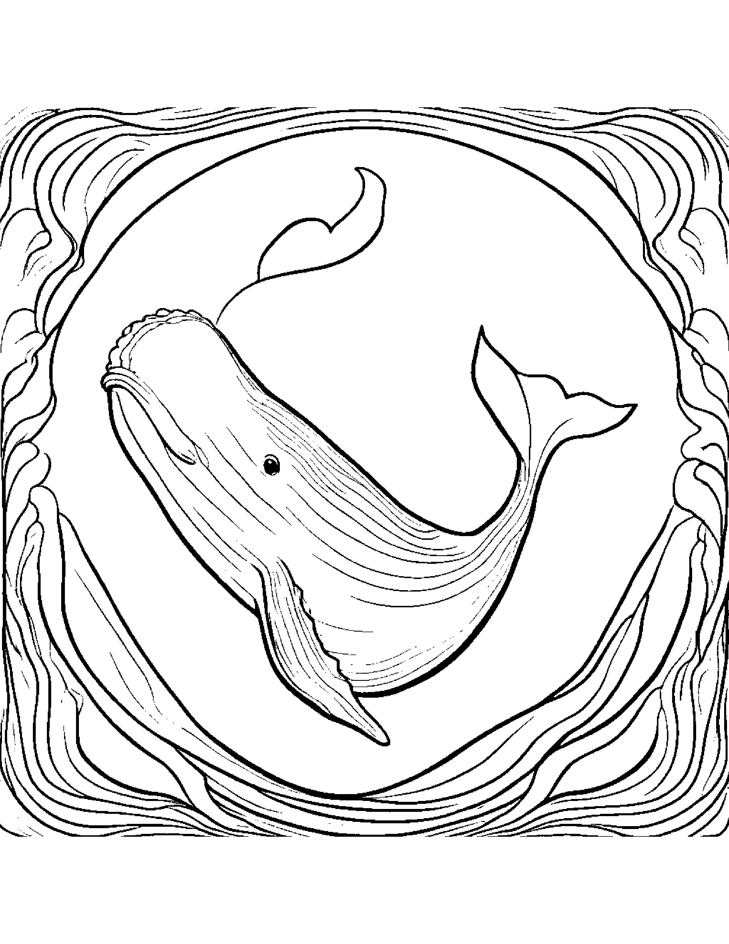 Whale Calf With A Little Heart #3 Coloring Page (Free Printable PDF)
