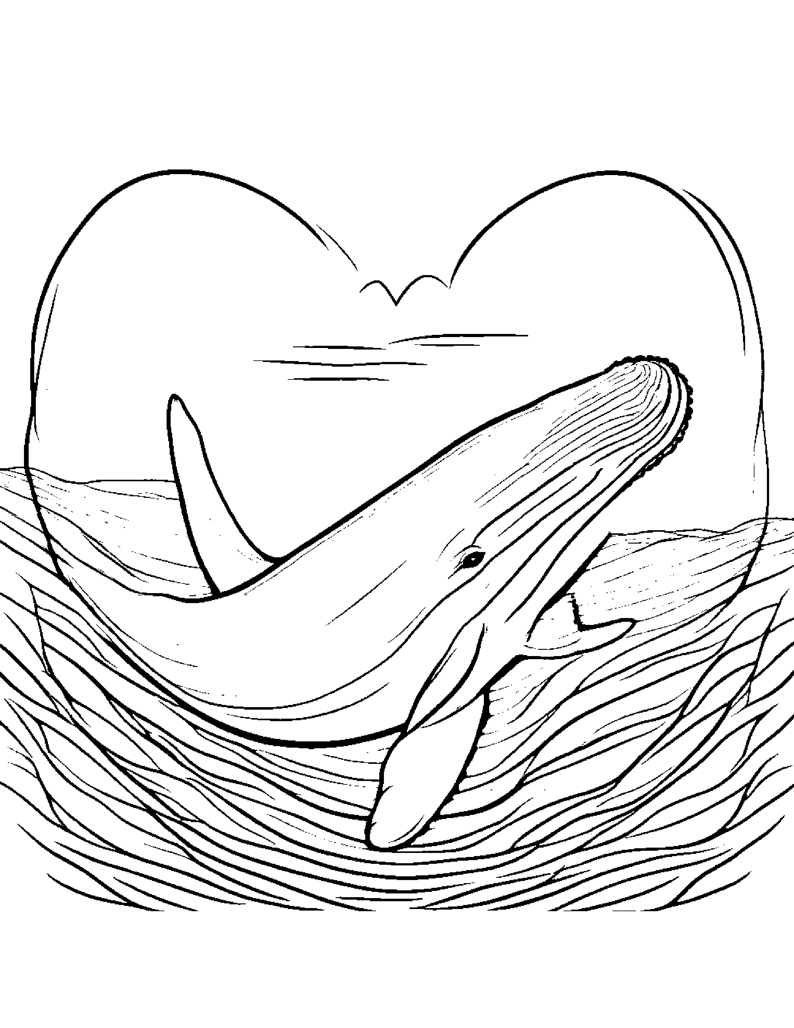 Whale Calf With A Little Heart #4 Coloring Page (Free Printable PDF)