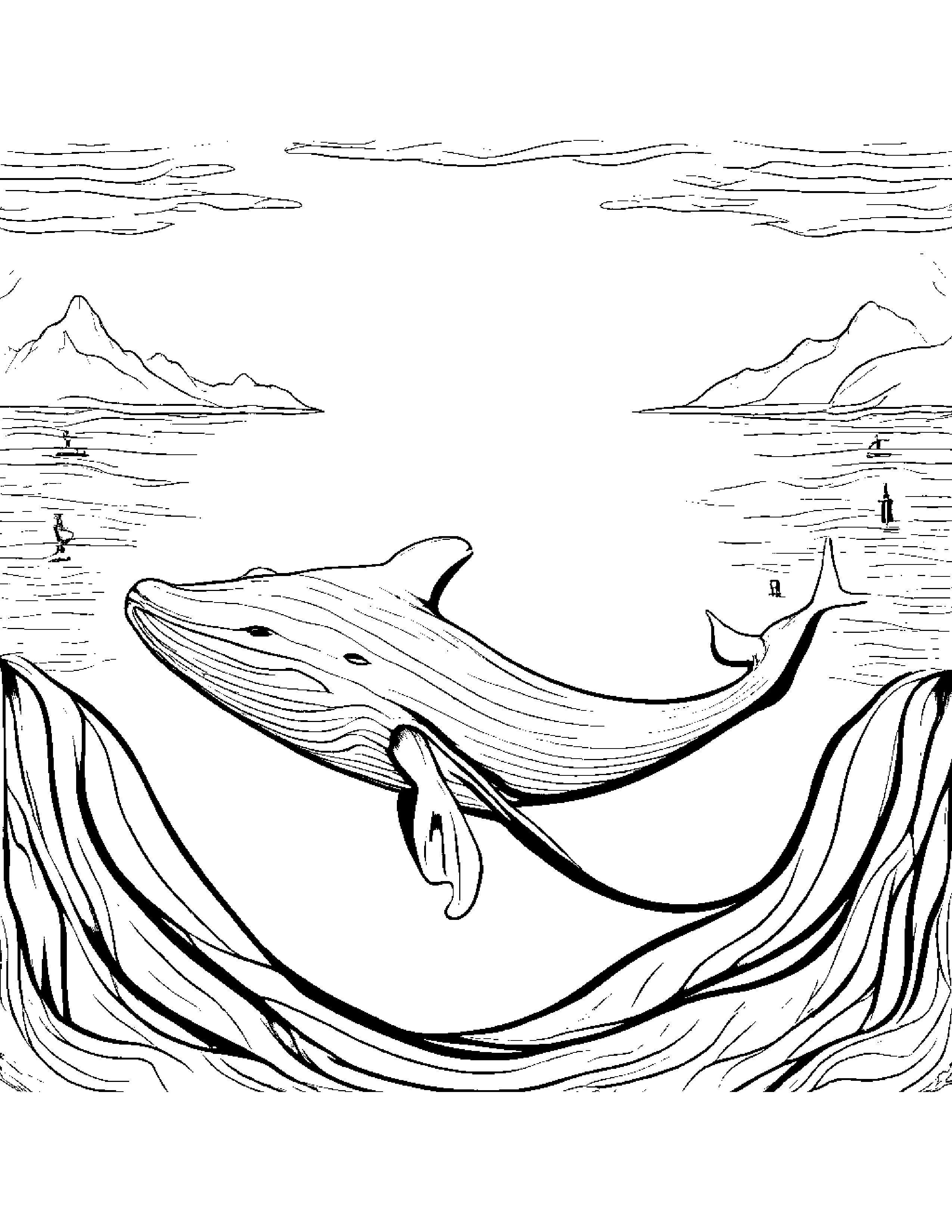 Whale Calf With A Ribbon At The Playground #2 Coloring Page (Free Printable PDF)
