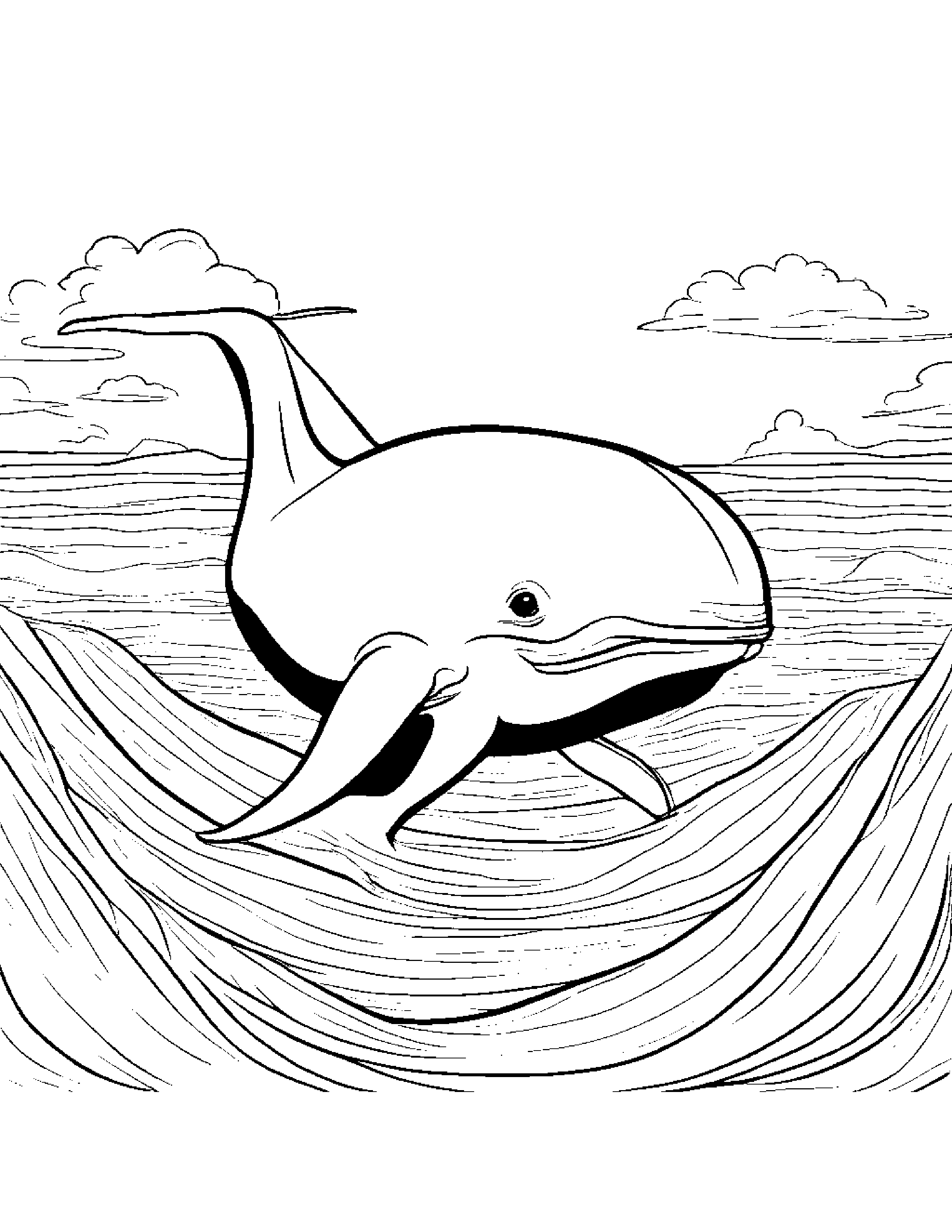 Whale Calf With A Ribbon At The Playground #5 Coloring Page (Free Printable PDF)