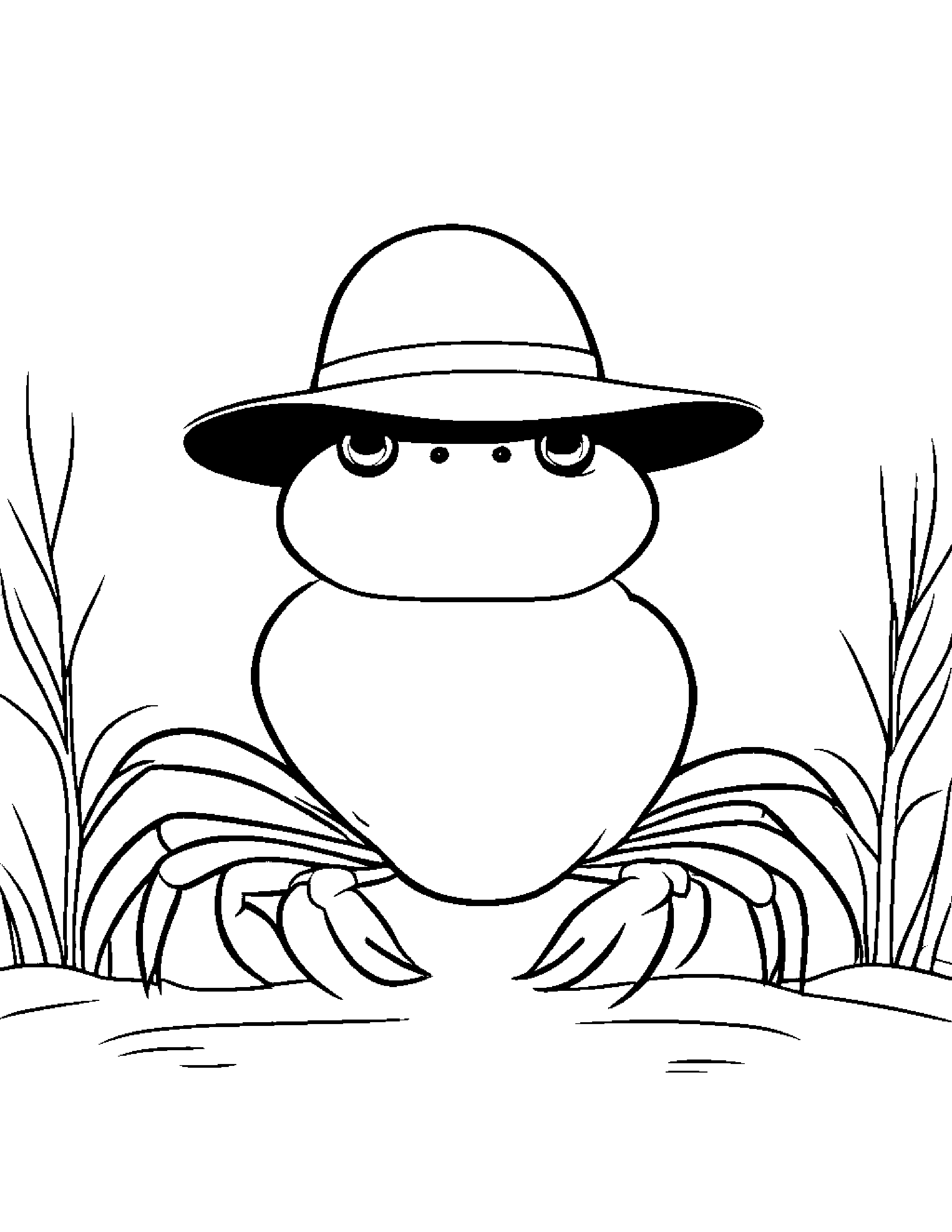 Little Crab Wearing A Hat Coloring Page (Free Printable PDF)