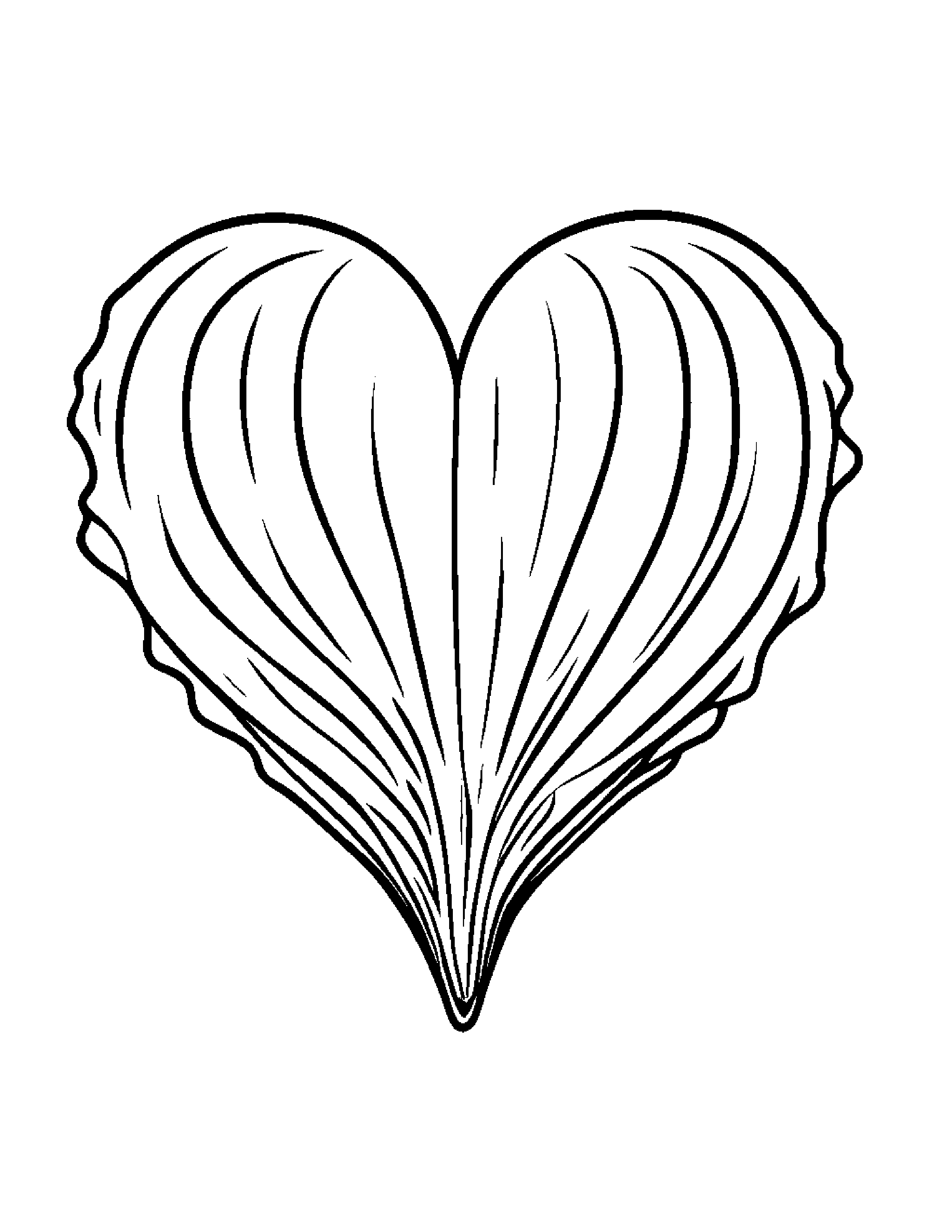 Little Seashell Hugging A Heart #2 Coloring Page (Free Printable PDF)