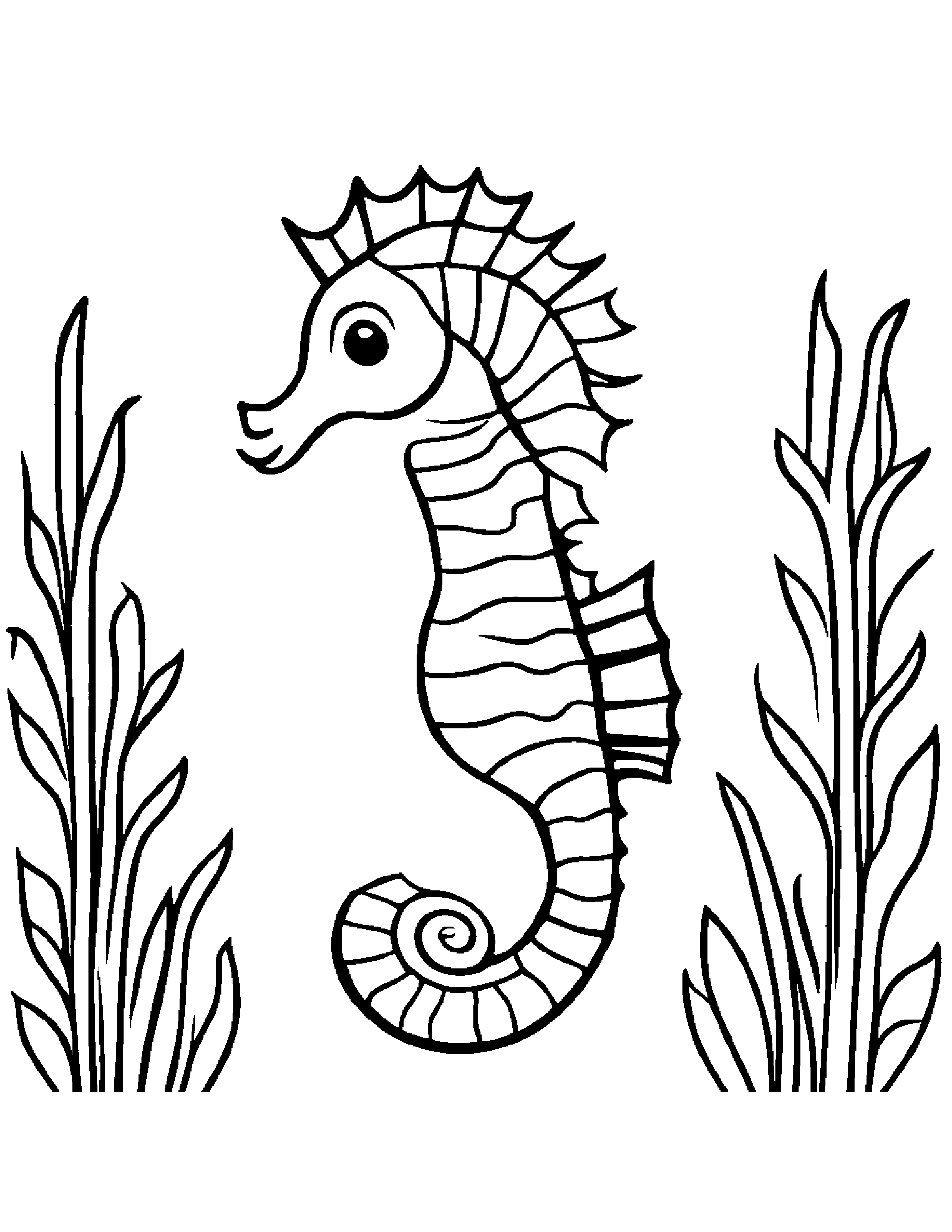 Tiny Seahorse Coloring Page (Free Printable PDF)