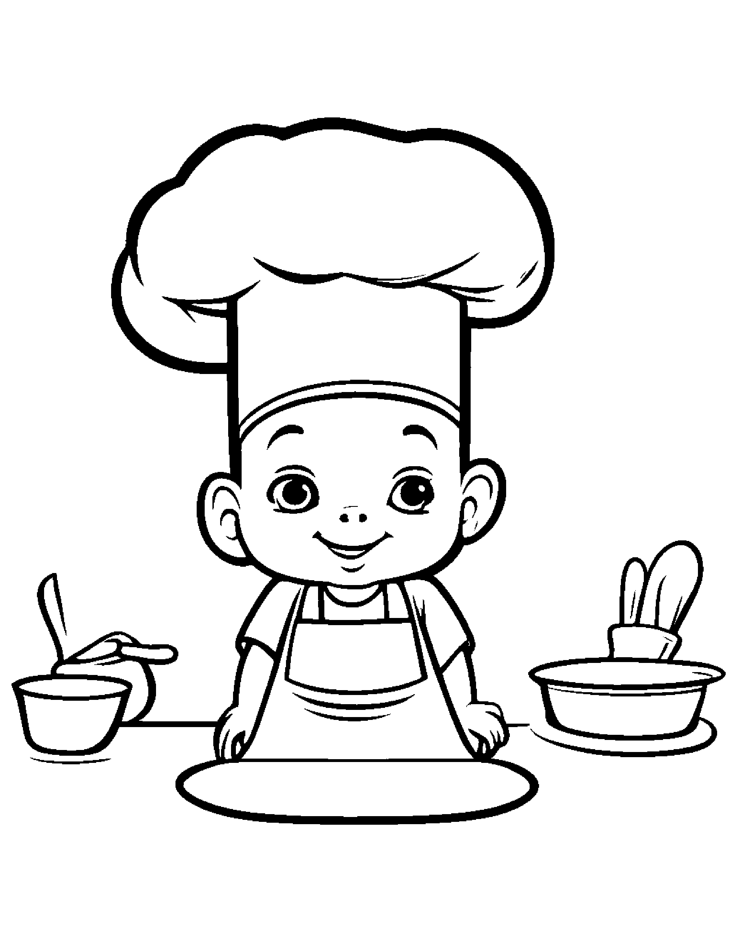 Baby Chef Hat #2 Coloring Page (Free Printable PDF)
